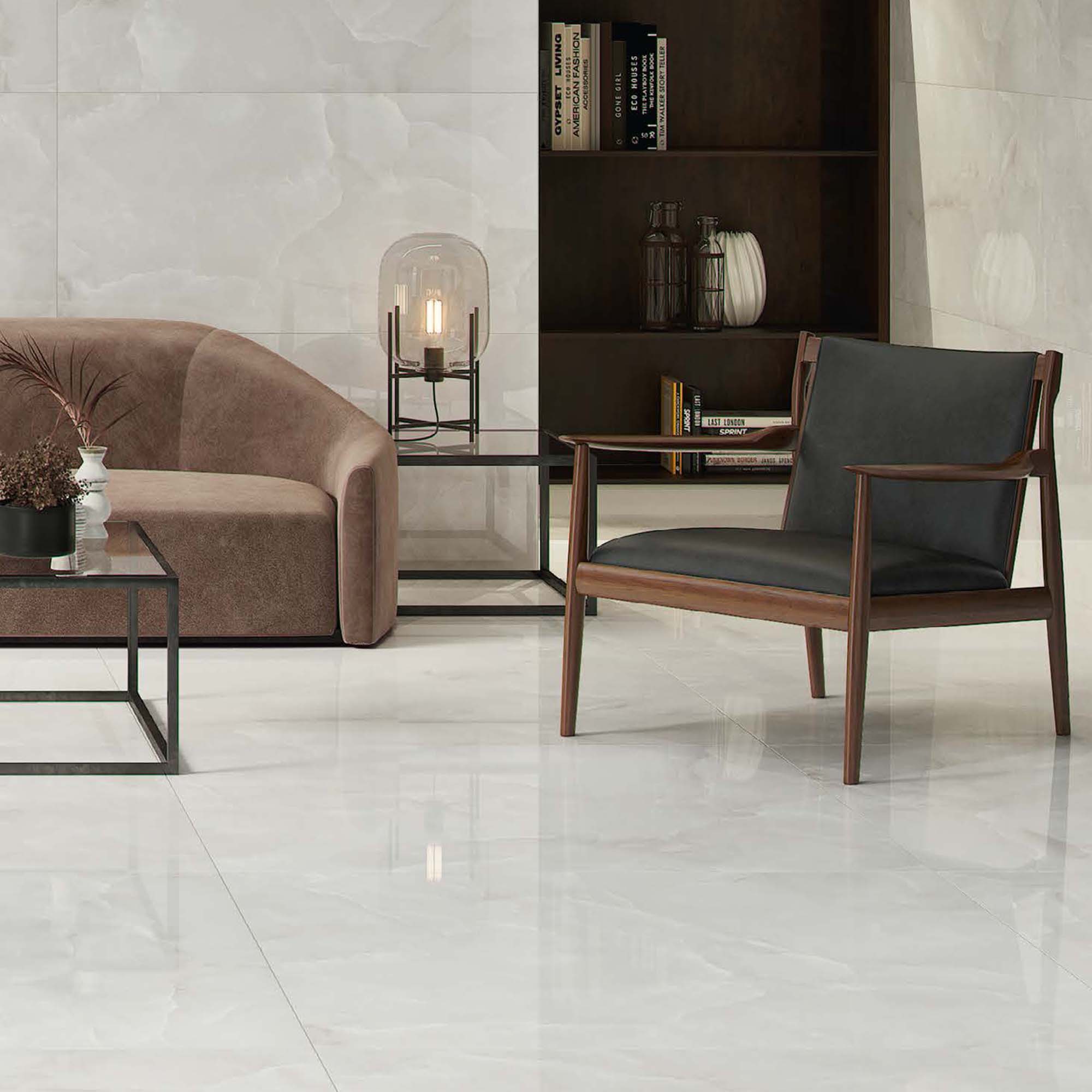 basque white marble effect porcelain tile 60x120cm matt