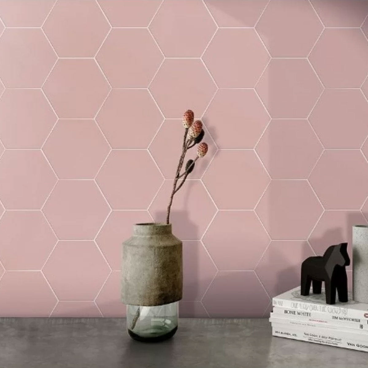 Deluxe Lilypad Base Rosa Hex Porcelain Tile 23x20cm Matt