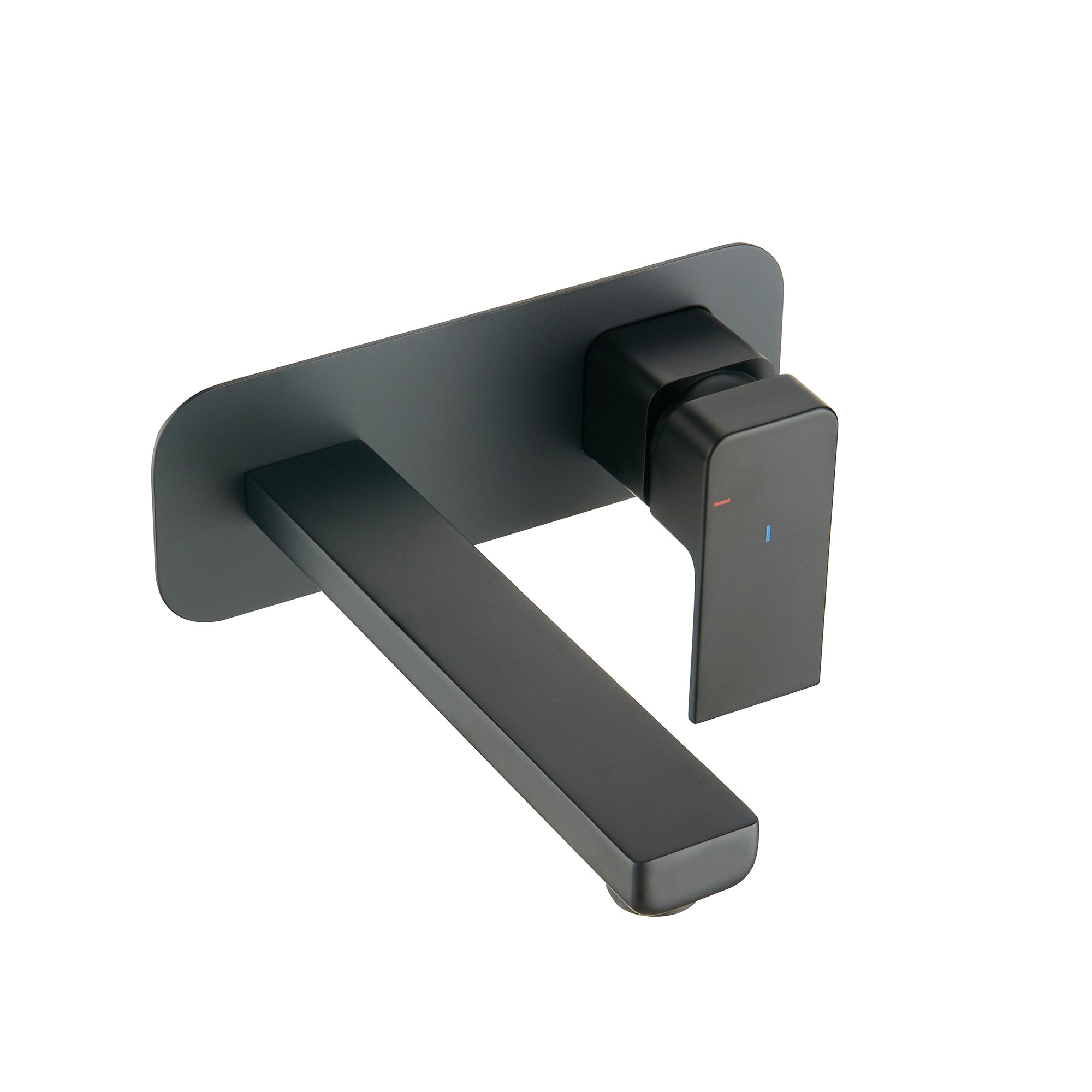 brisbane square 2 hole wall mounted basin mixer matt black