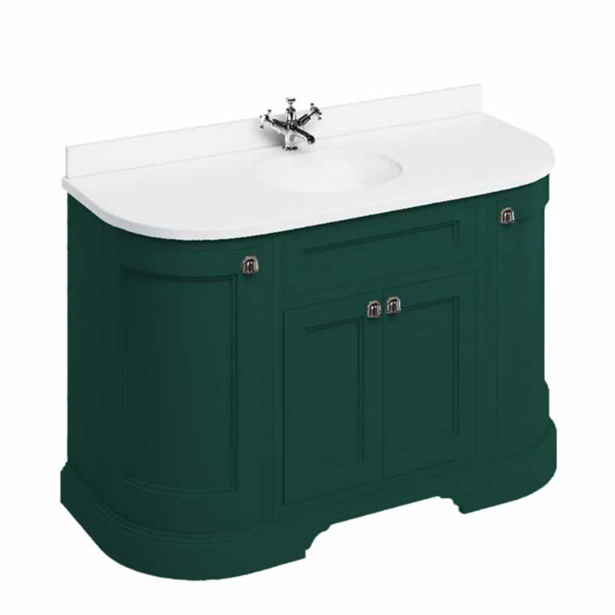 Burlington 1340 Floor Standing Curved Vanity Unit With Worktop & Inset Basin Deluxe Bathrooms UK