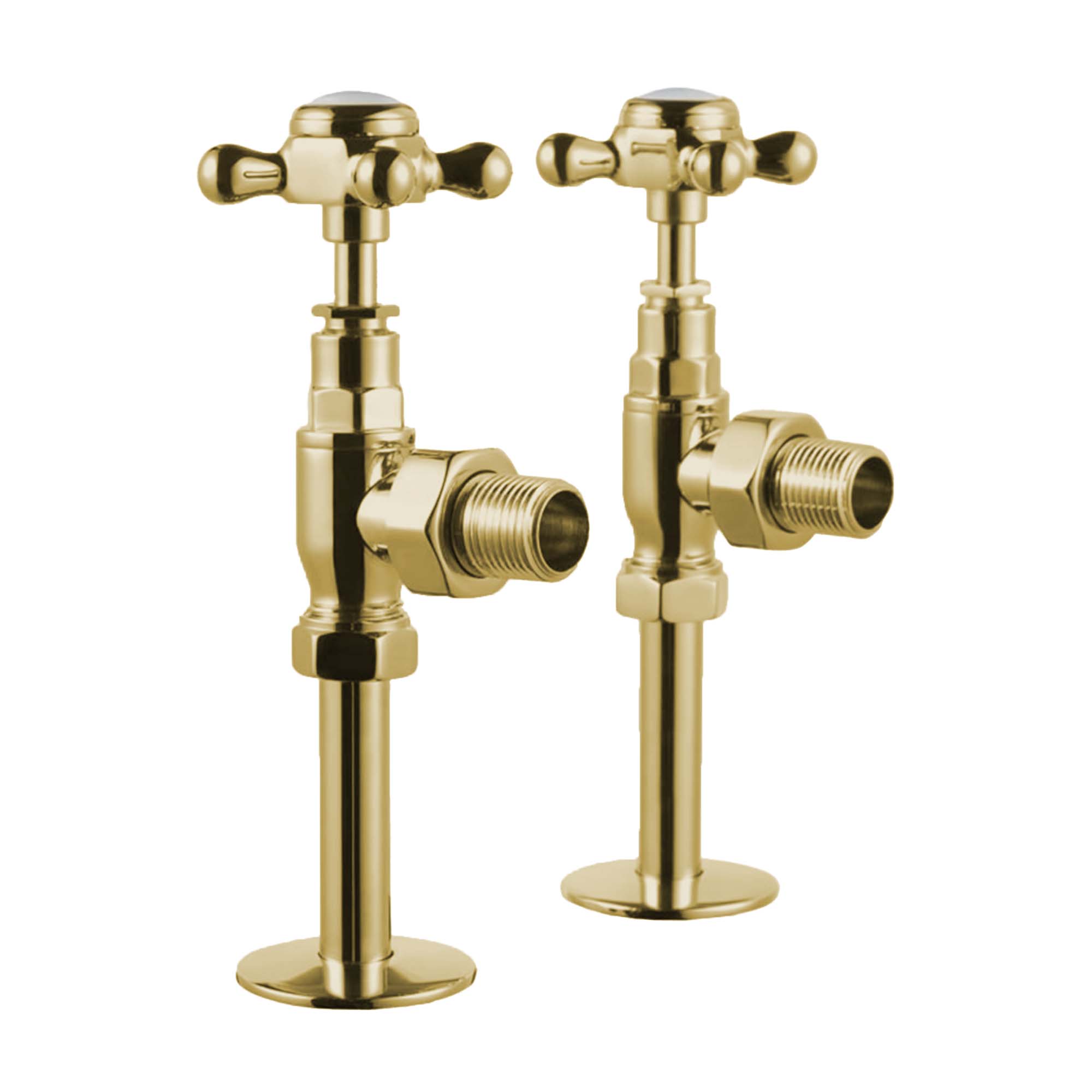 burlington angled radiator valves gold with white accent