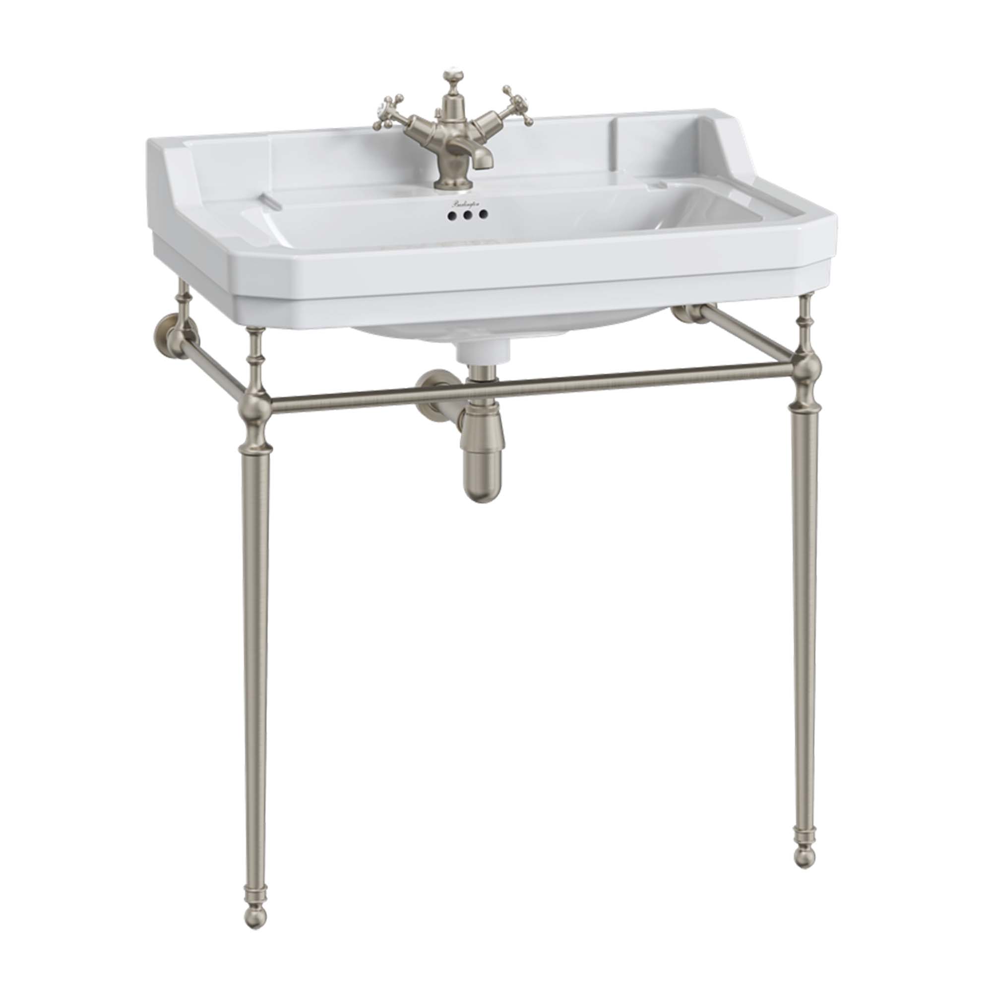 burlington edwardian 800 white rectangular basin with washstand brushed nickel
