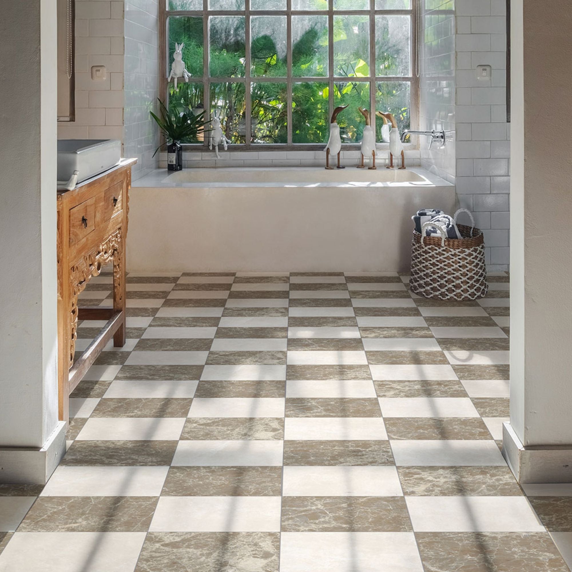 Chester Dark Emperador Marble Effect Porcelain Tile 30x30cm Matt