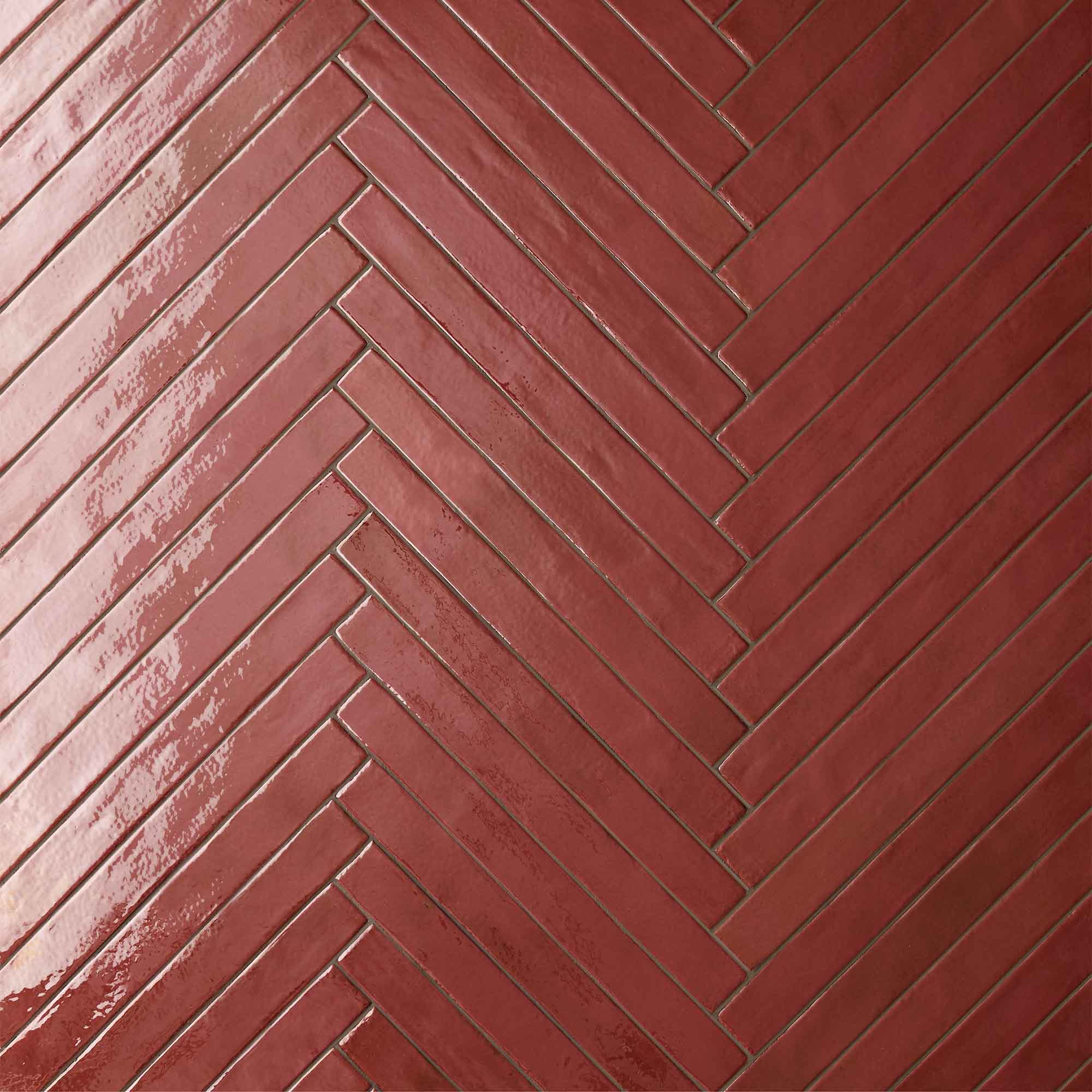 colours red porcelain wall tile 4.8x45cm gloss herringbone