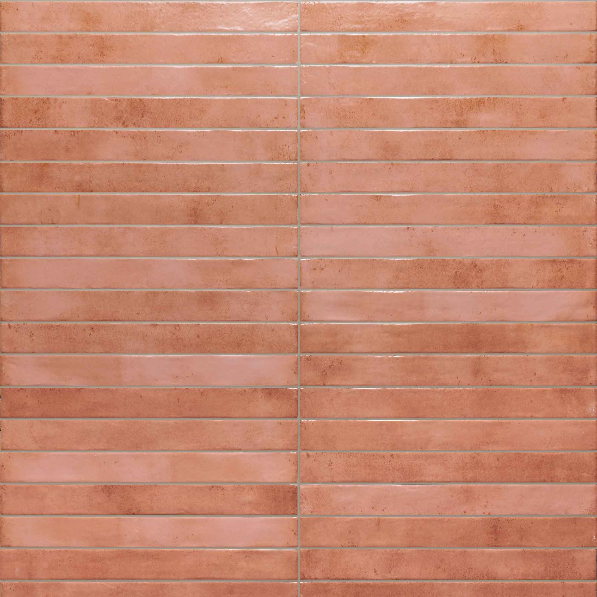 colours salmon porcelain wall tile 4.8x45cm gloss