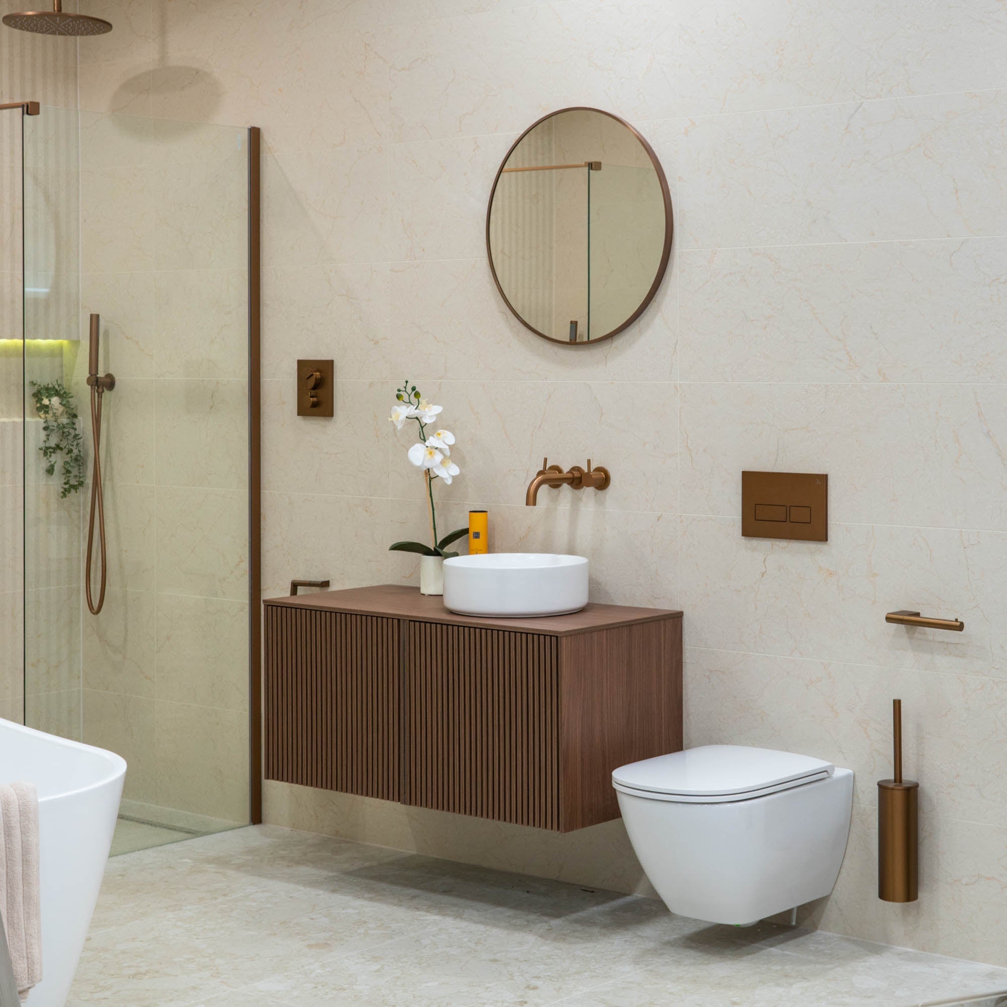 Crosswater Limit Double Wall Mounted Vanity Unit with Worktop - Royal Walnut