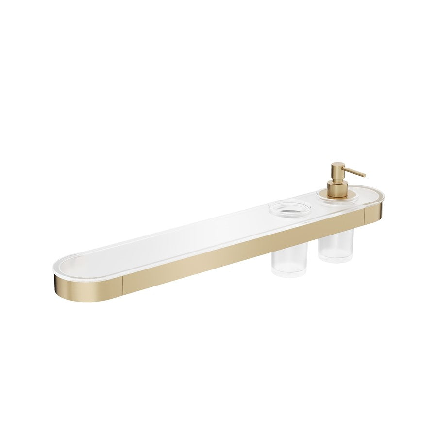 Crosswater Velo Round Tray Soap Dispenser & Tumbler Holder Deluxe Bathrooms