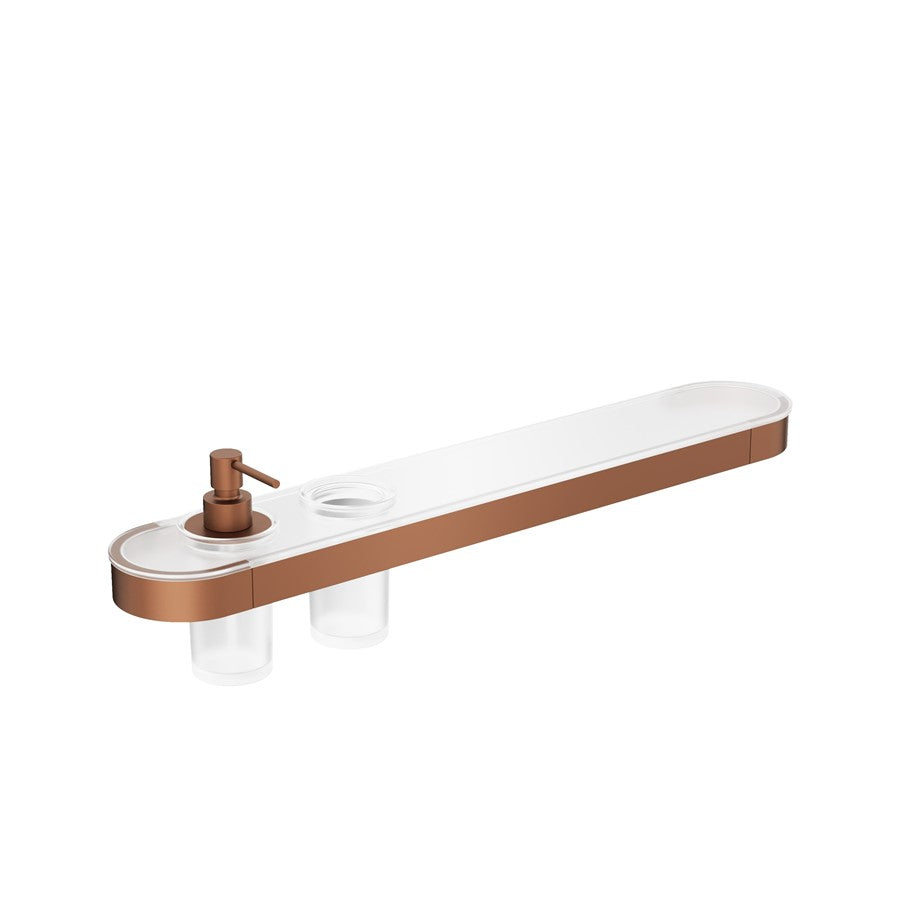 Crosswater Velo Round Tray Soap Dispenser & Tumbler Holder Deluxe Bathrooms