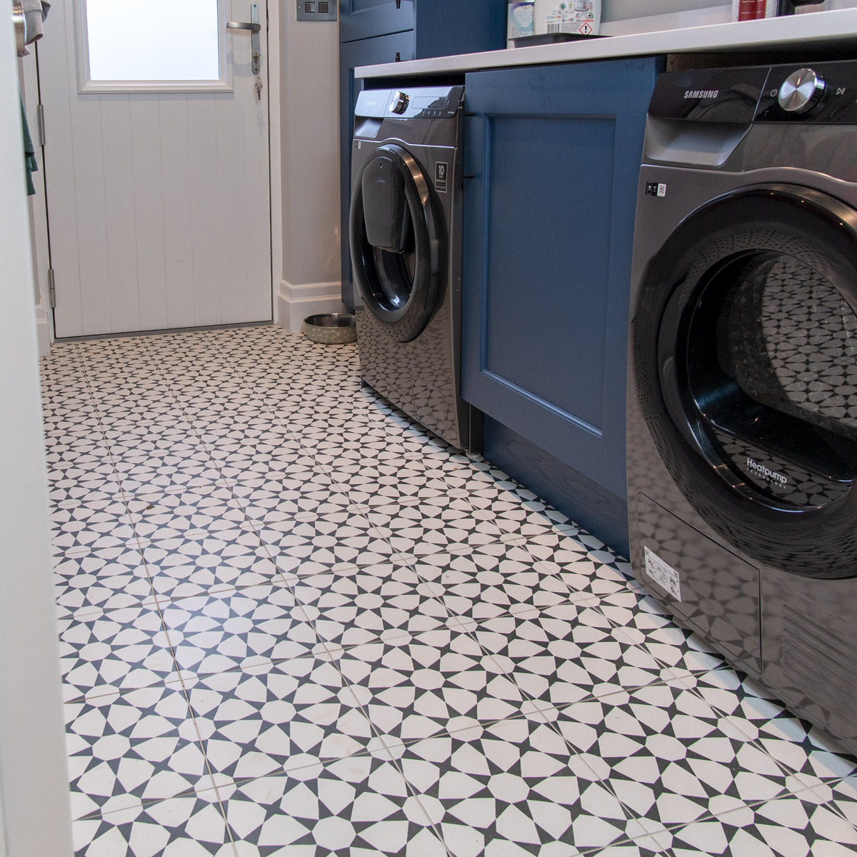 Cuban White Star Patterned Porcelain Tile Matt 22 x 22cm