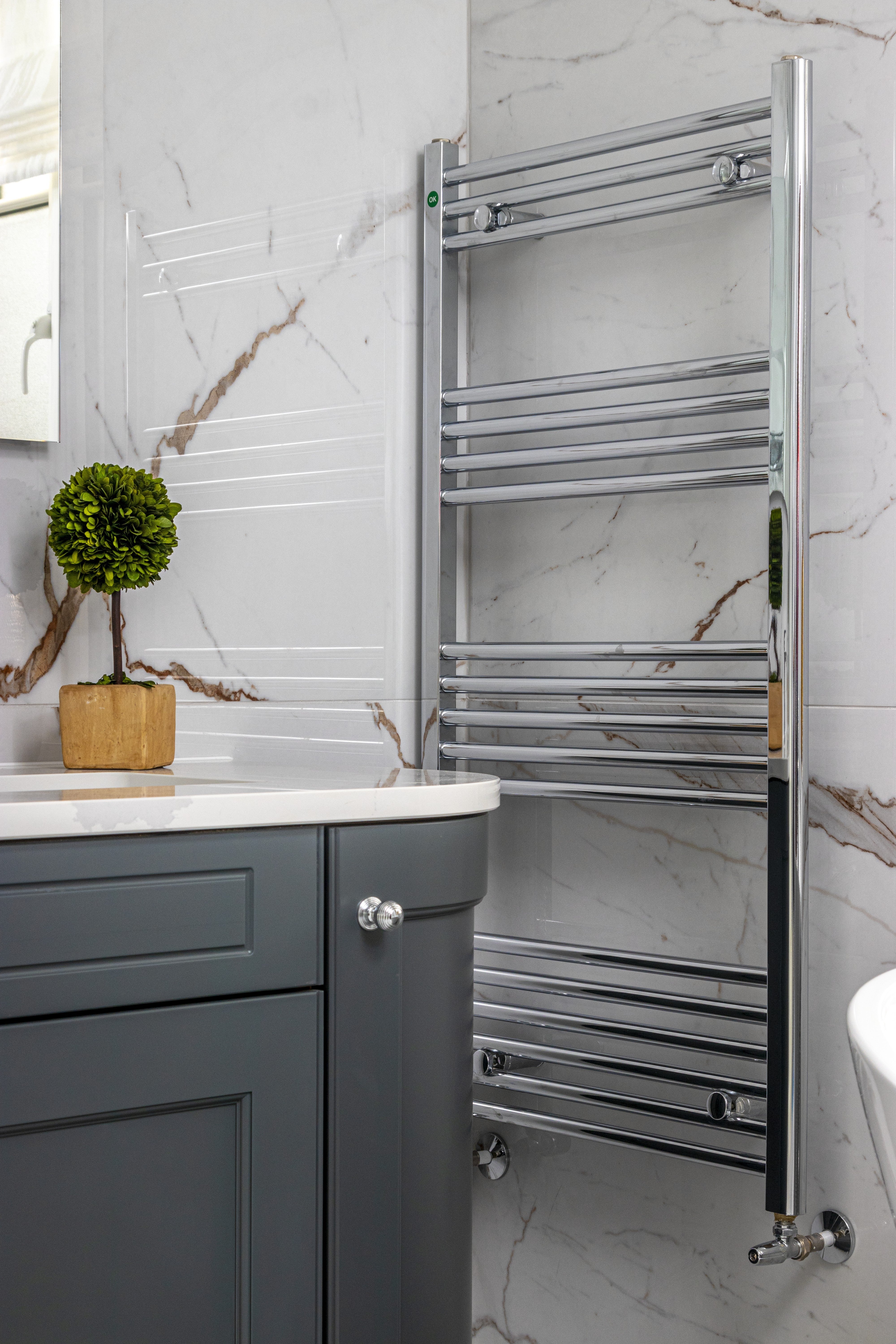 Ebro 1200 Heated Towel Rail - Brushed Nickel