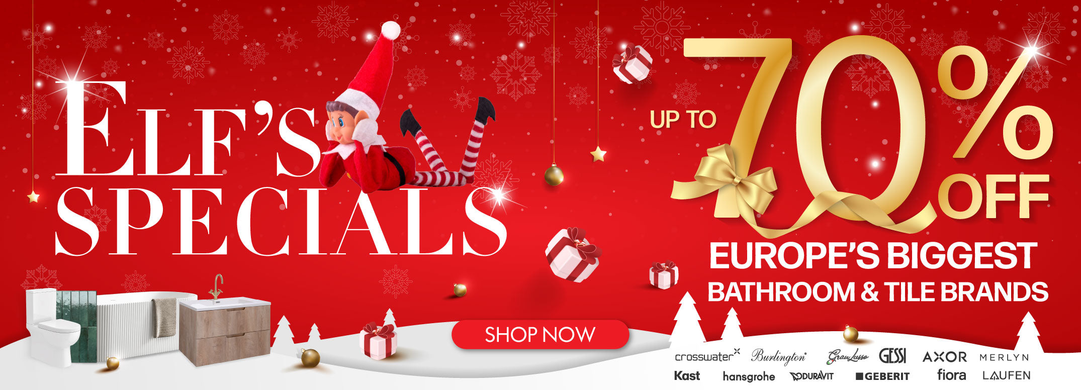elfs bathroom and tile special sale at deluxe bathrooms banner