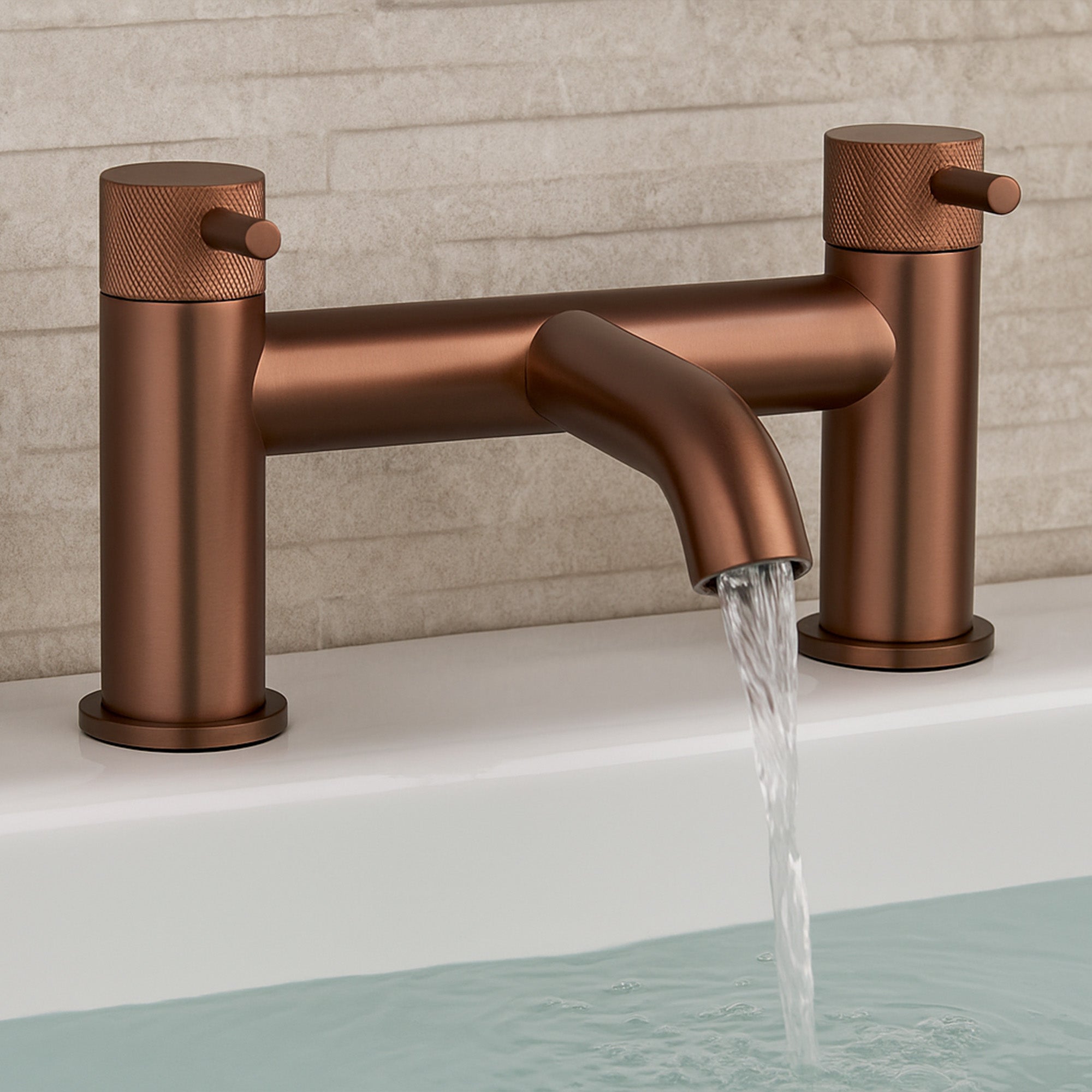 elliot round deck mounted bath filler brushed bronze