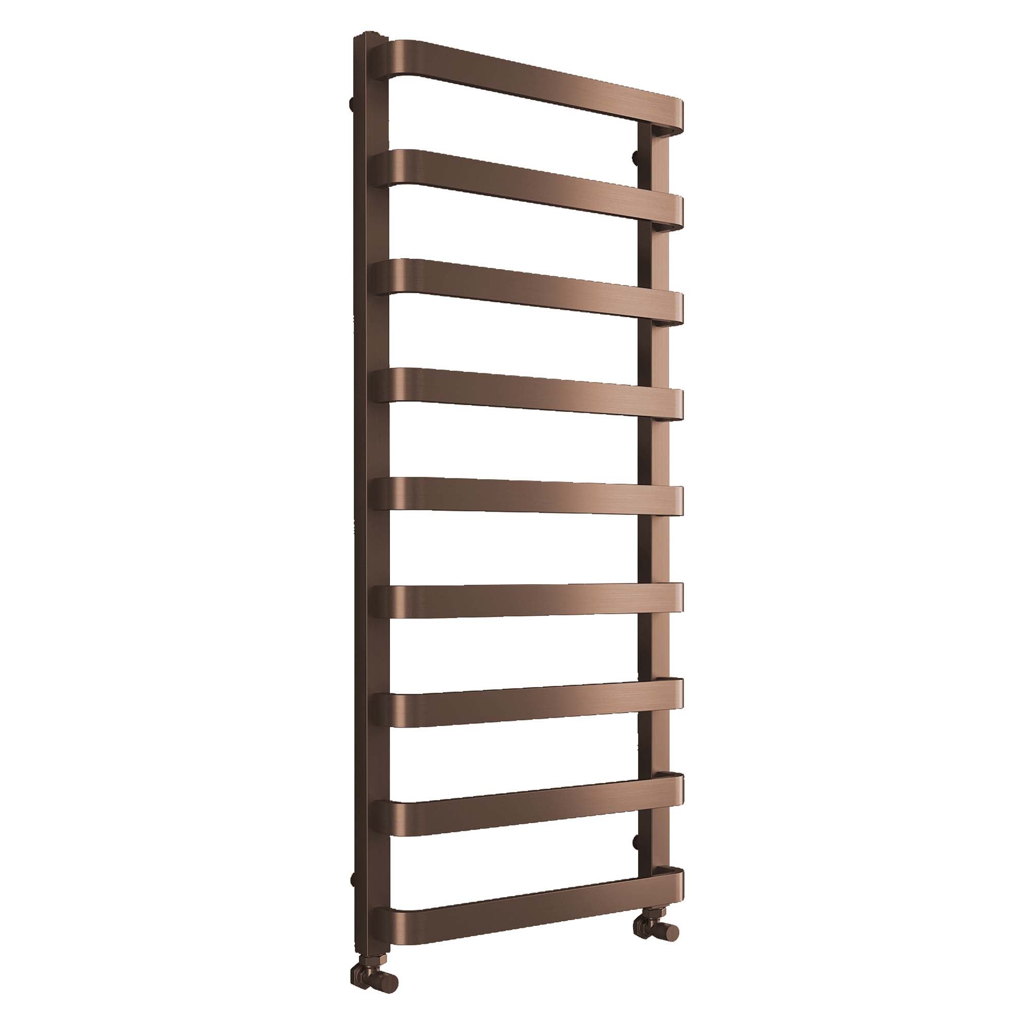 elliot heated towel rail 1200x500mm brushed bronze