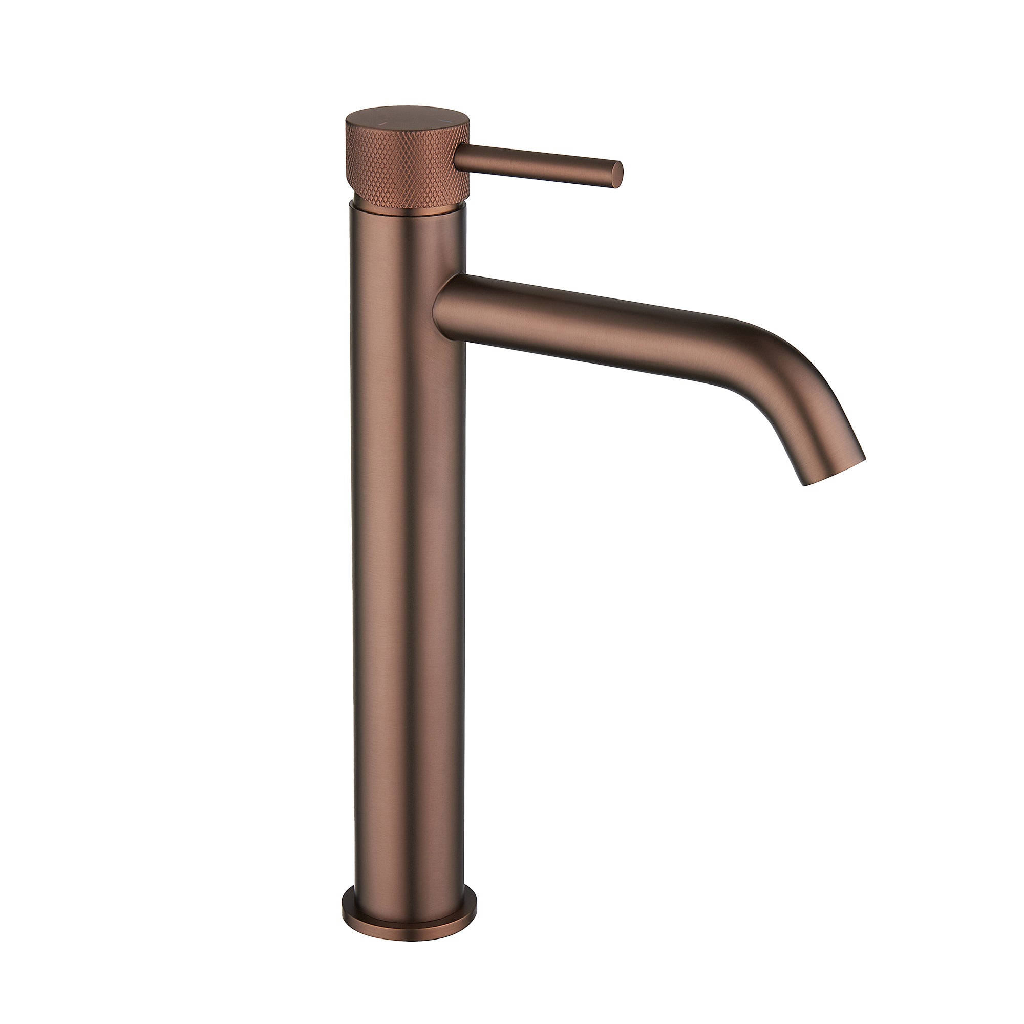 elliot round eco lever knurled tall basin mixer brushed bronze