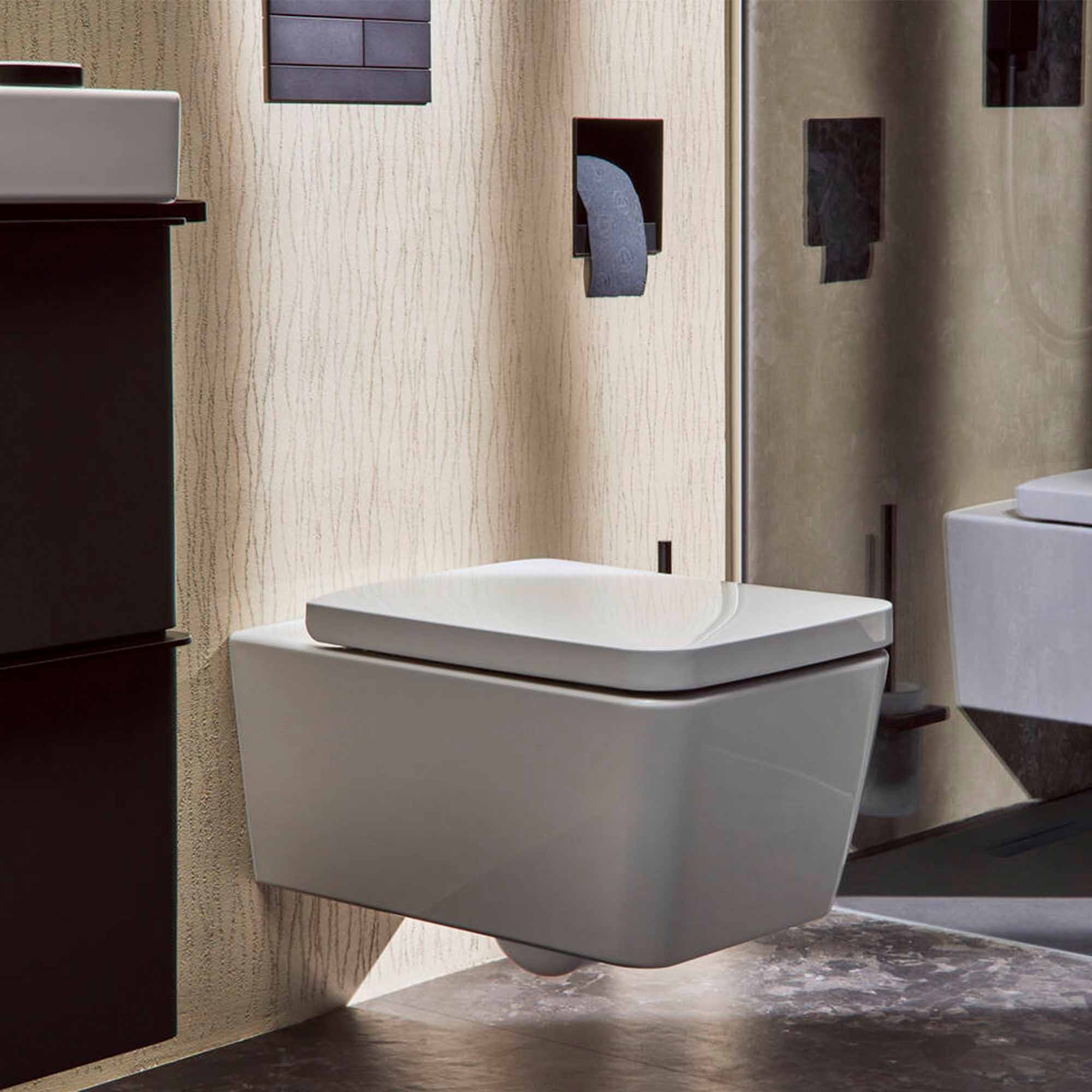 elupura qube rimless wall mounted wc pan with soft close seat white gloss