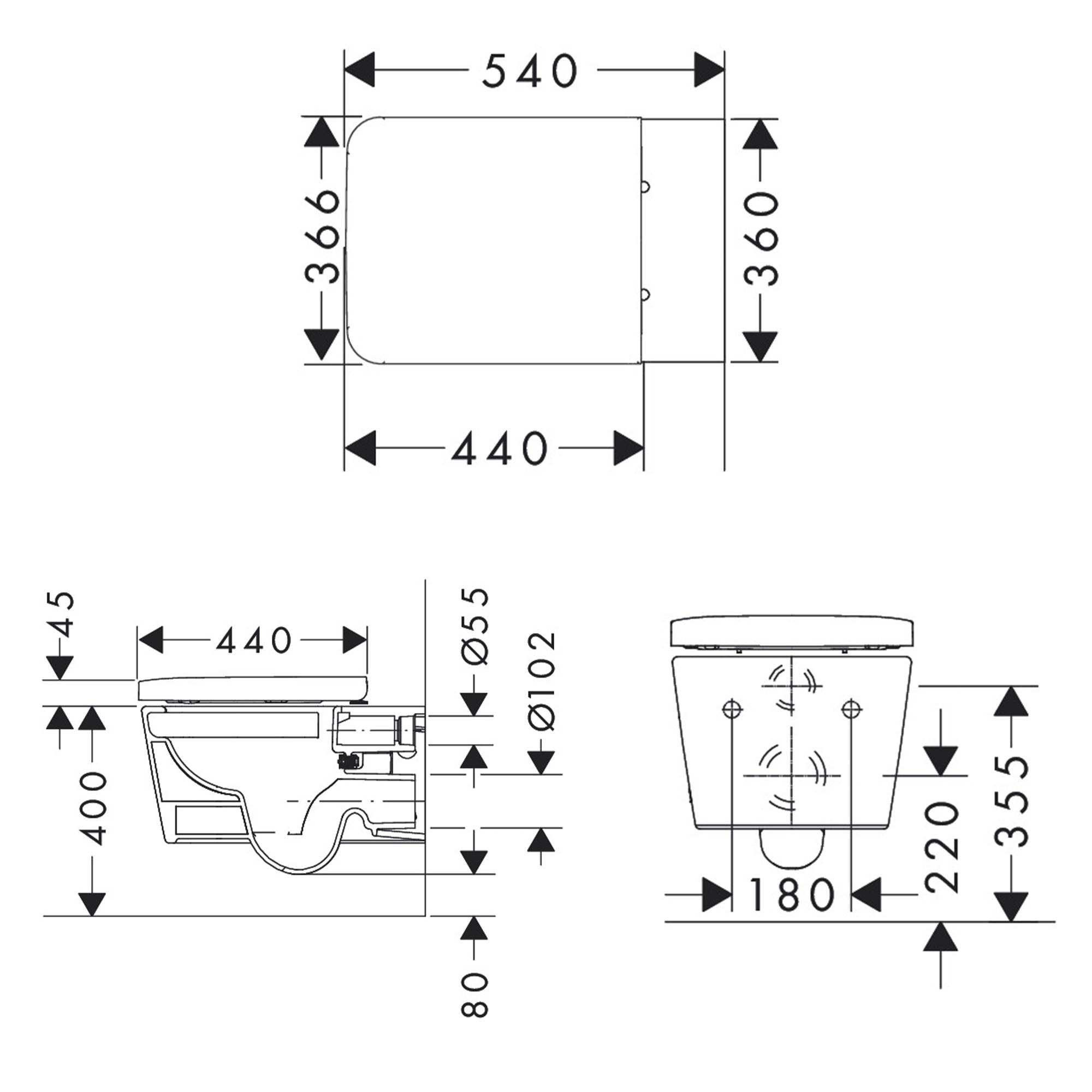 elupura qube rimless wall mounted wc pan with soft close seat white gloss