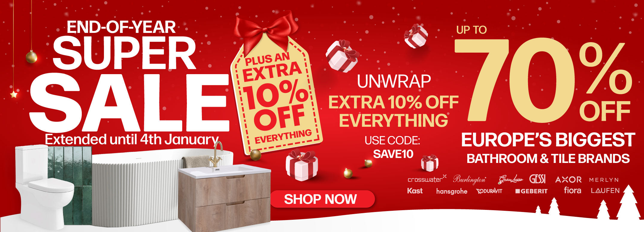 bathroom and tile end of year sale at deluxe bathrooms banner