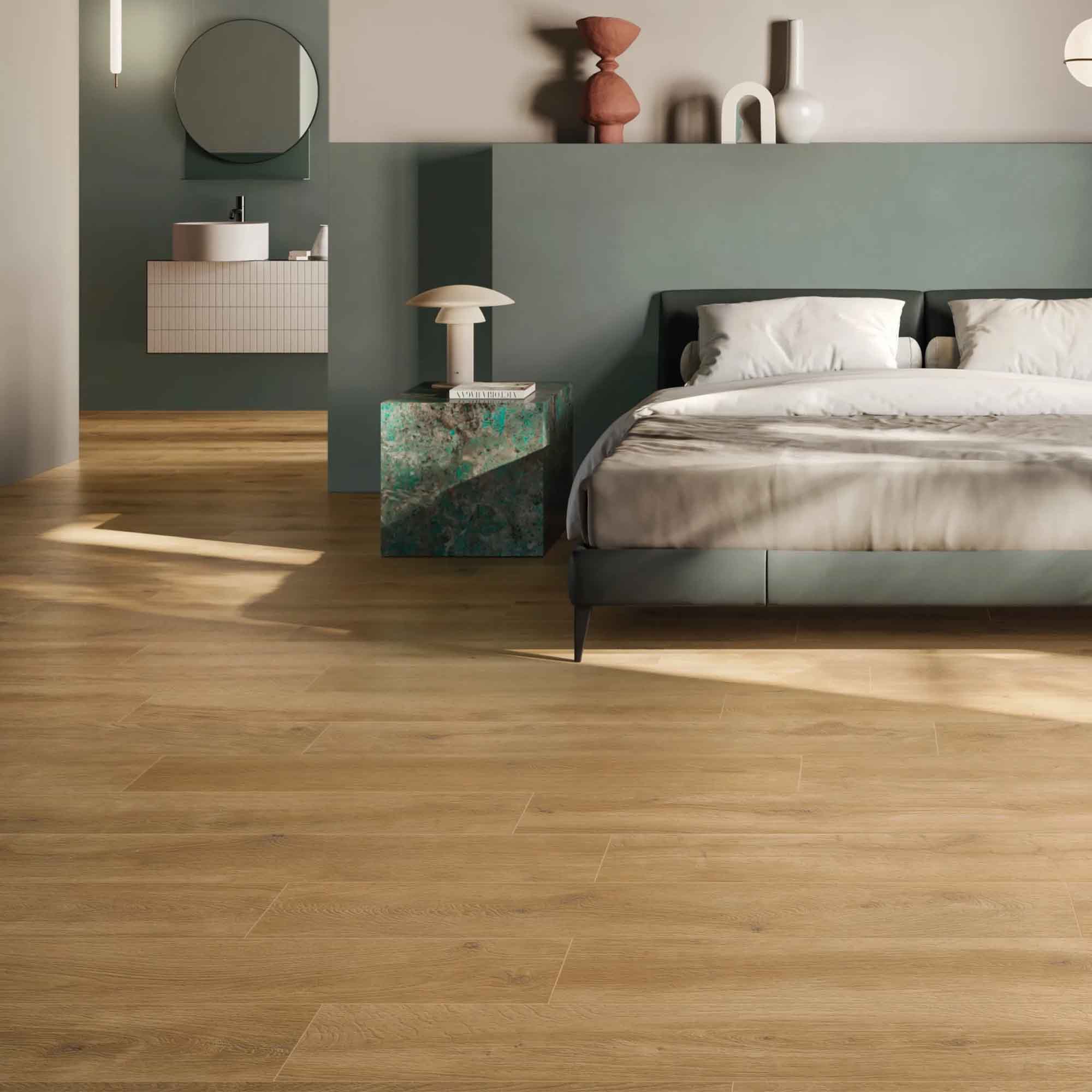 essence gold wood effect porcelain tile 20x120cm matt