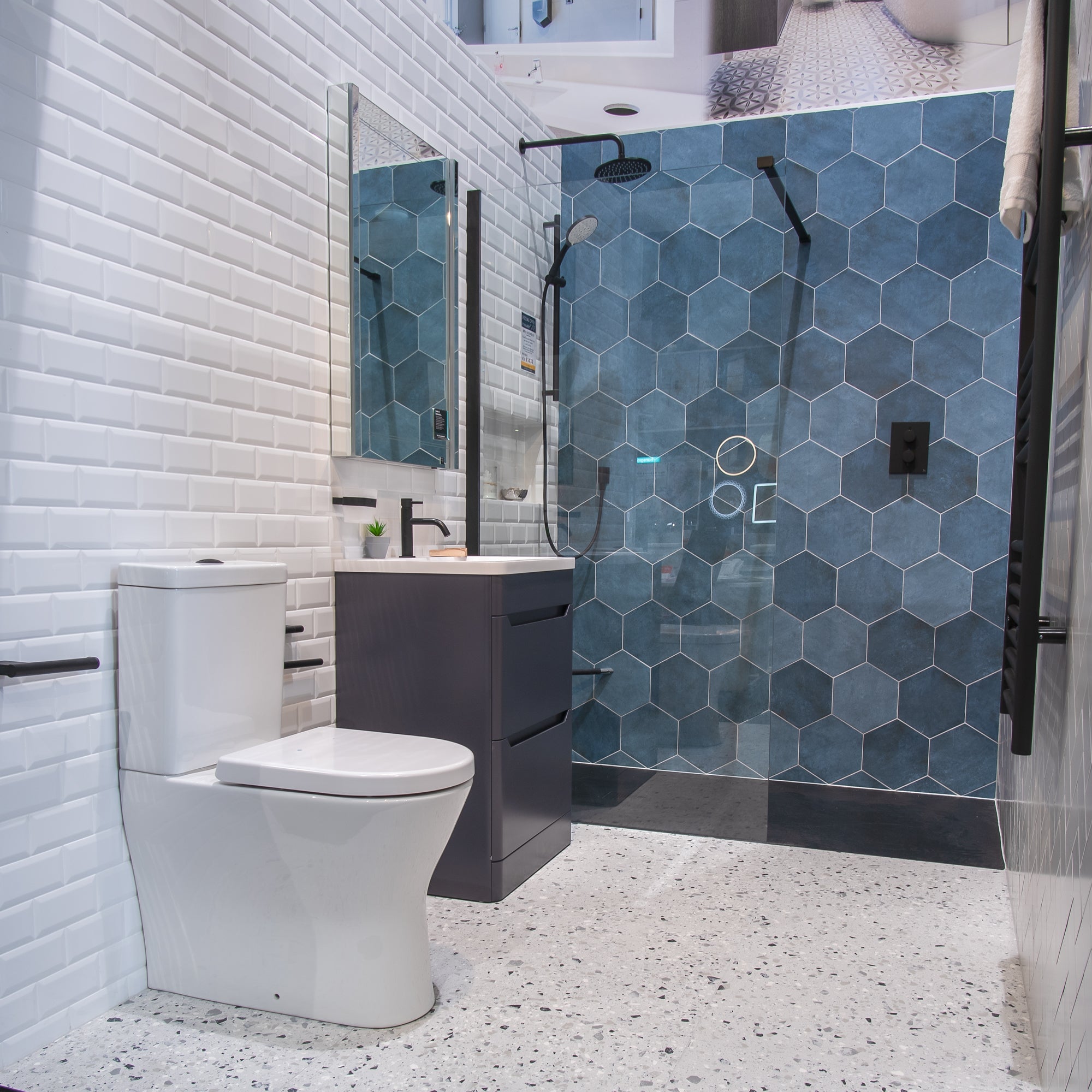 Fiori Azul Hexagonal Porcelain Tile Matt 23x27cm