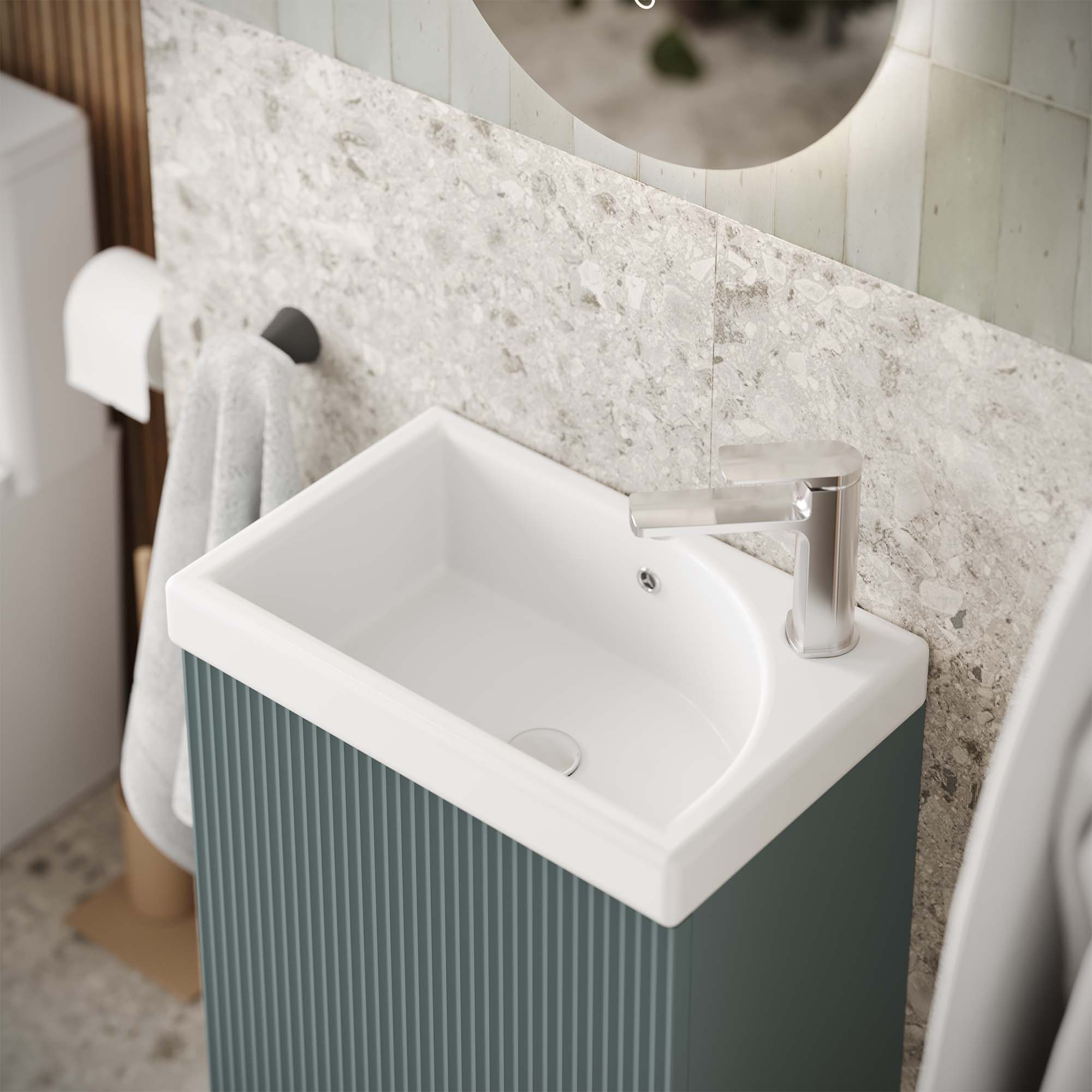 florence floorstanding cloakroom vanity unit with basin smoked sage
