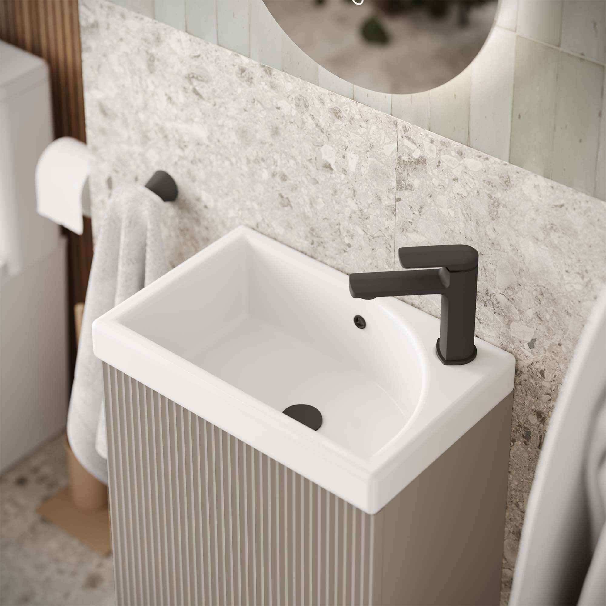 florence floorstanding cloakroom vanity unit with basin soft coffee