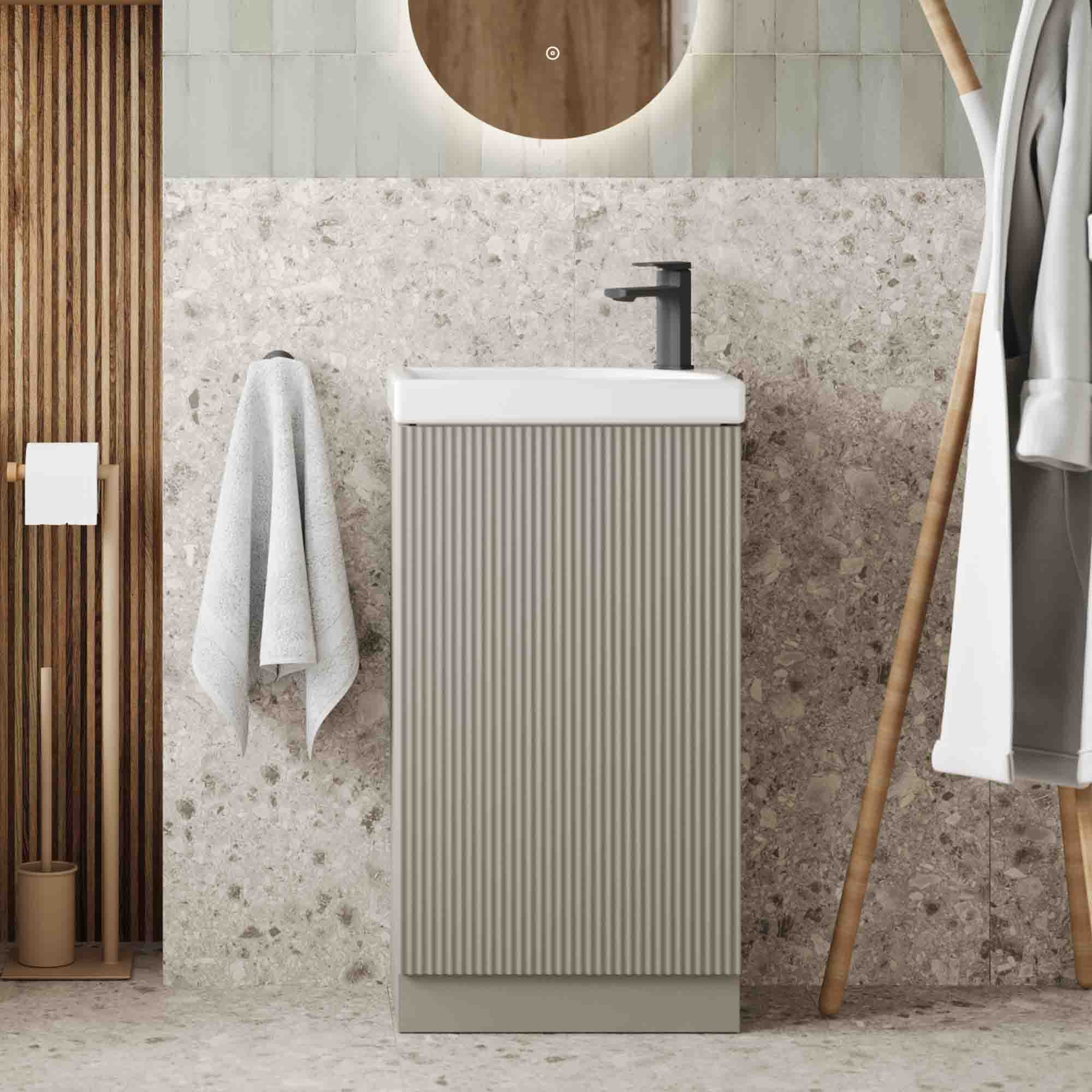 florence floorstanding cloakroom vanity unit with basin soft coffee