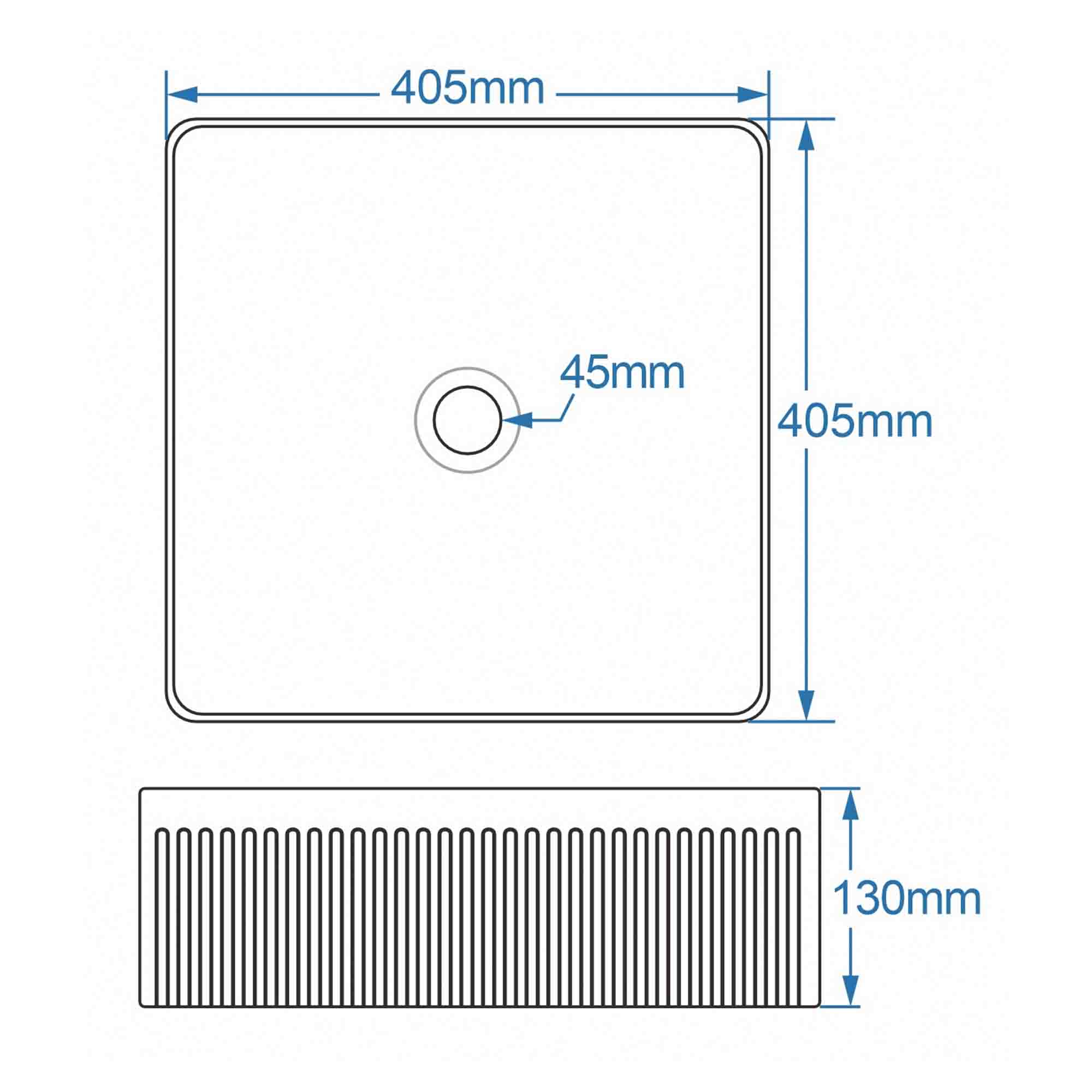 florence fluted square countertop basin dimensions