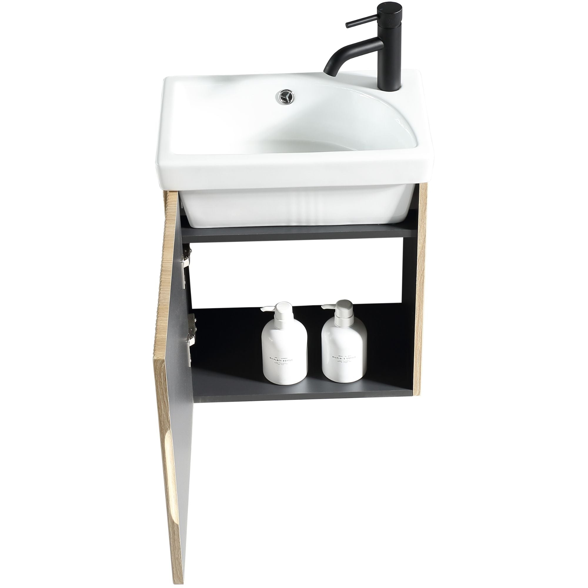 Florence Fluted Wall Mounted Cloakroom Vanity Unit With Ceramic Basin Soft Coffee Deluxe Bathrooms
