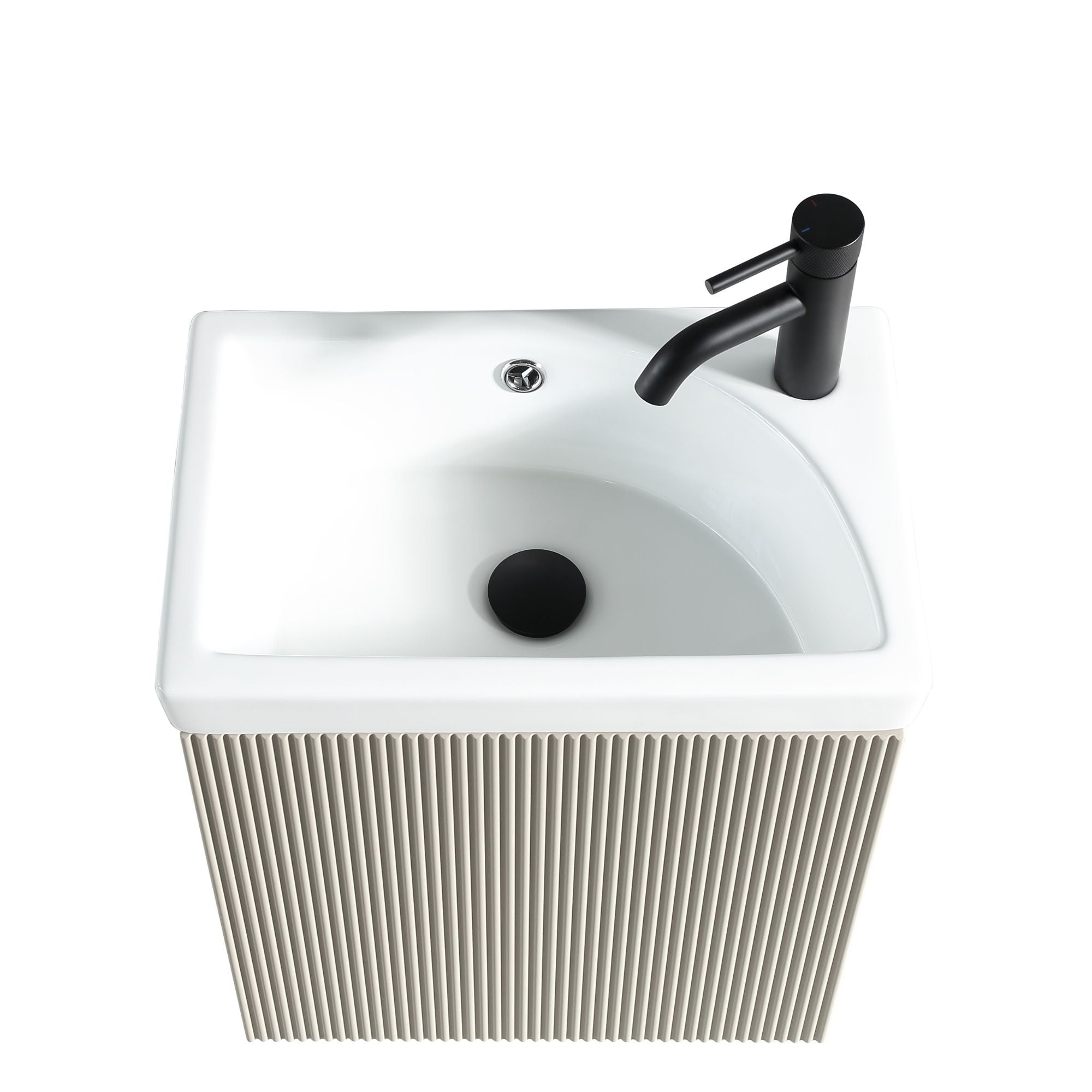 Florence Fluted Wall Mounted Cloakroom Vanity Unit With Ceramic Basin Soft Coffee Deluxe Bathrooms