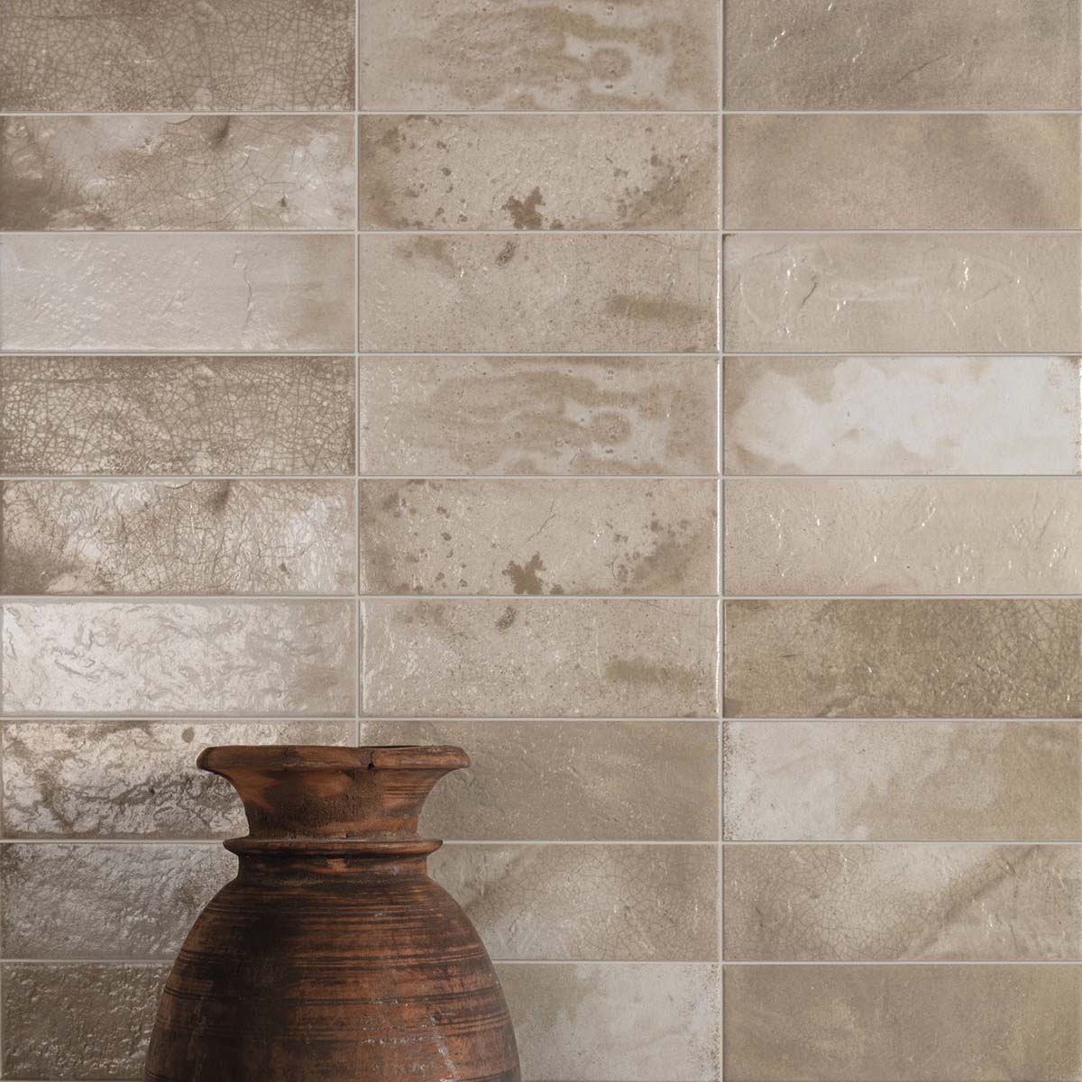 FS Raku Cream Decor Wall Tile 20x40cm Matte Lifestyle