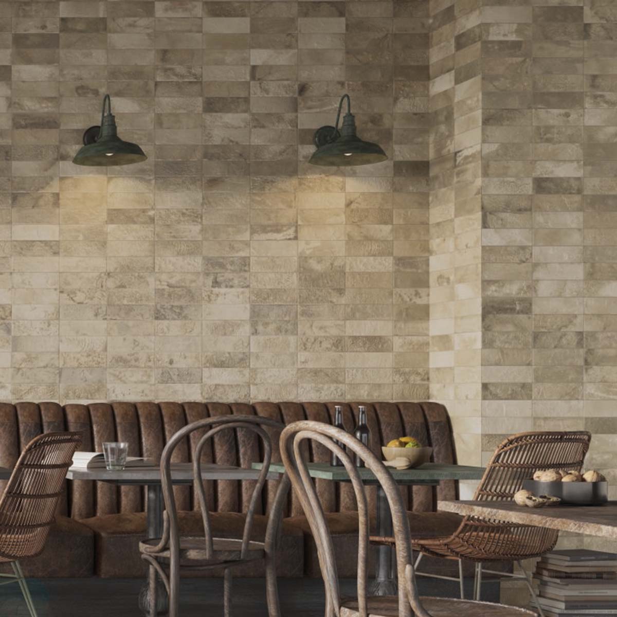 FS Raku Cream Decor Wall Tile 20x40cm Matte Lifestyle