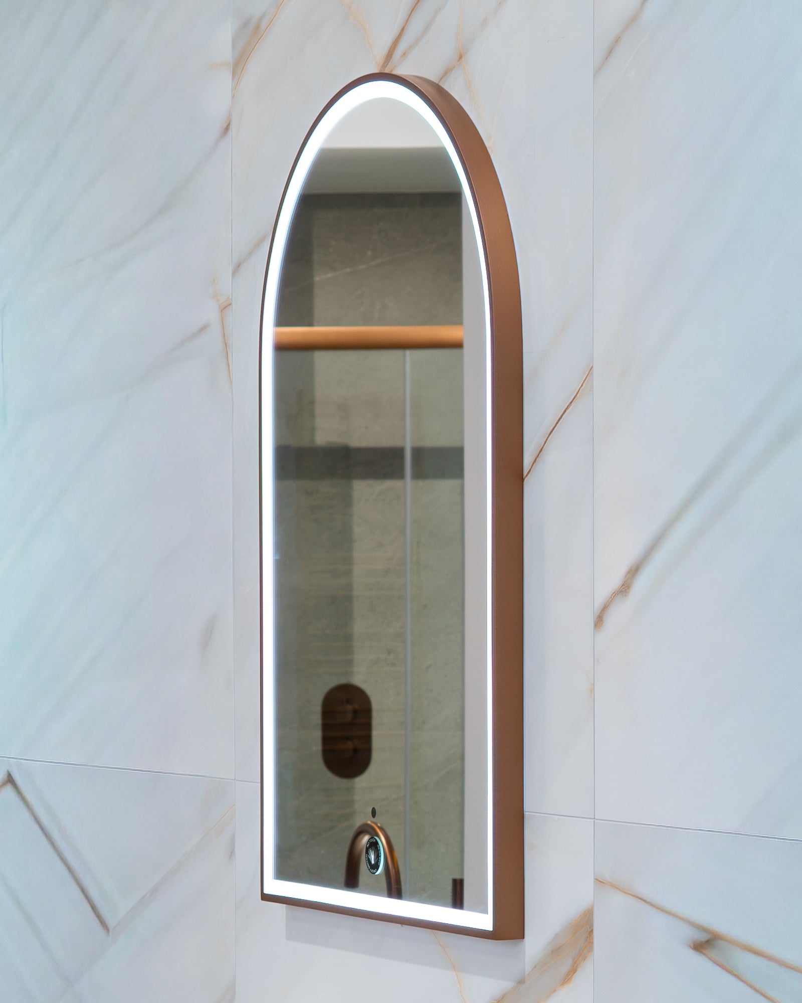 Granlusso Galleria Arch 60 LED Mirror with Brushed Bronze frame