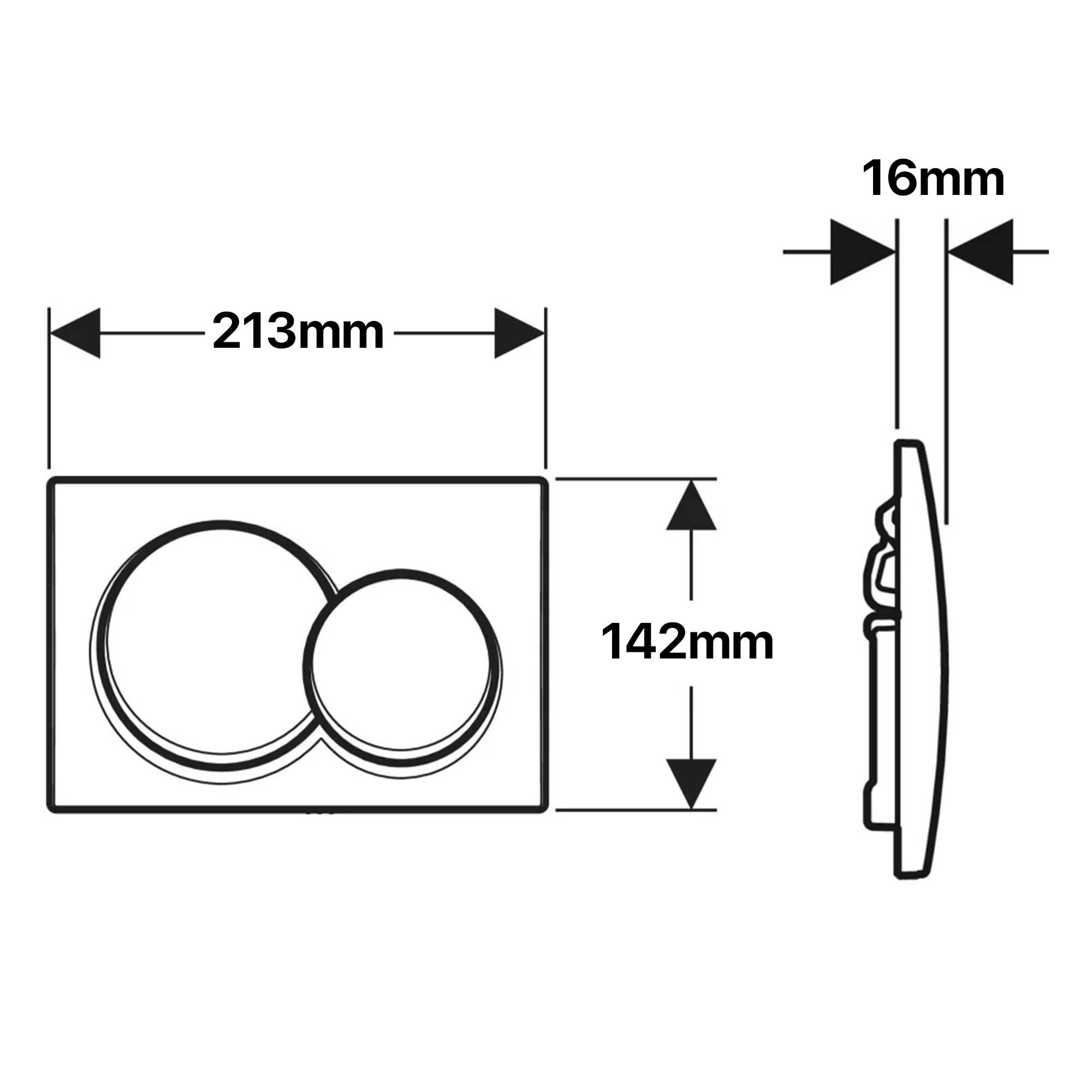 geberit alpha01 round dual flush plate dimensions