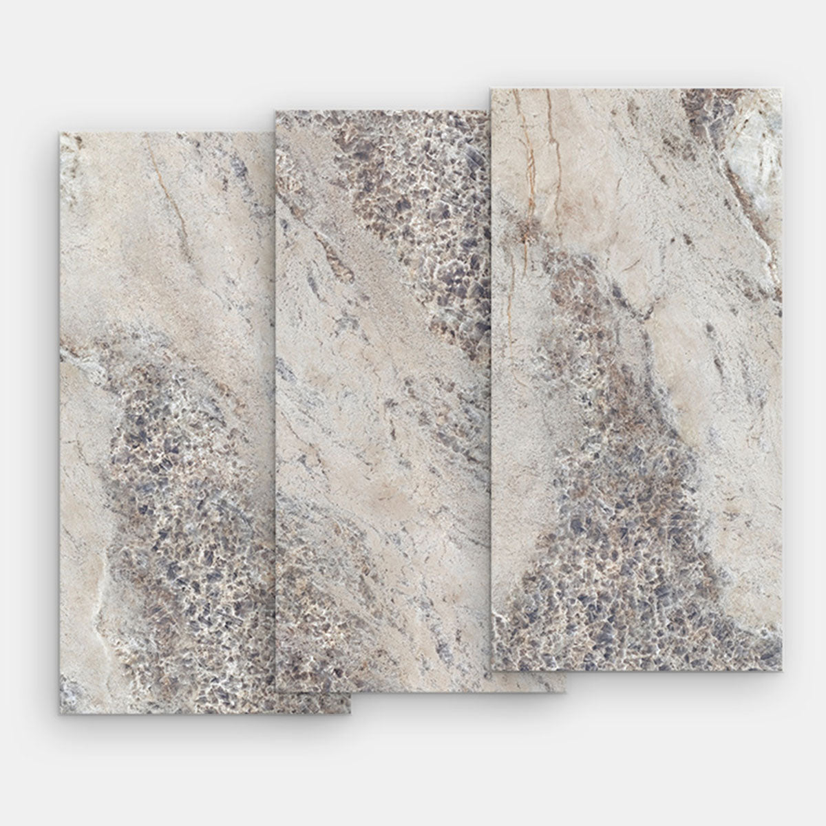 Deluxe Gemstone Violet Marble Effect Porcelain Tile 60x120cm Gloss