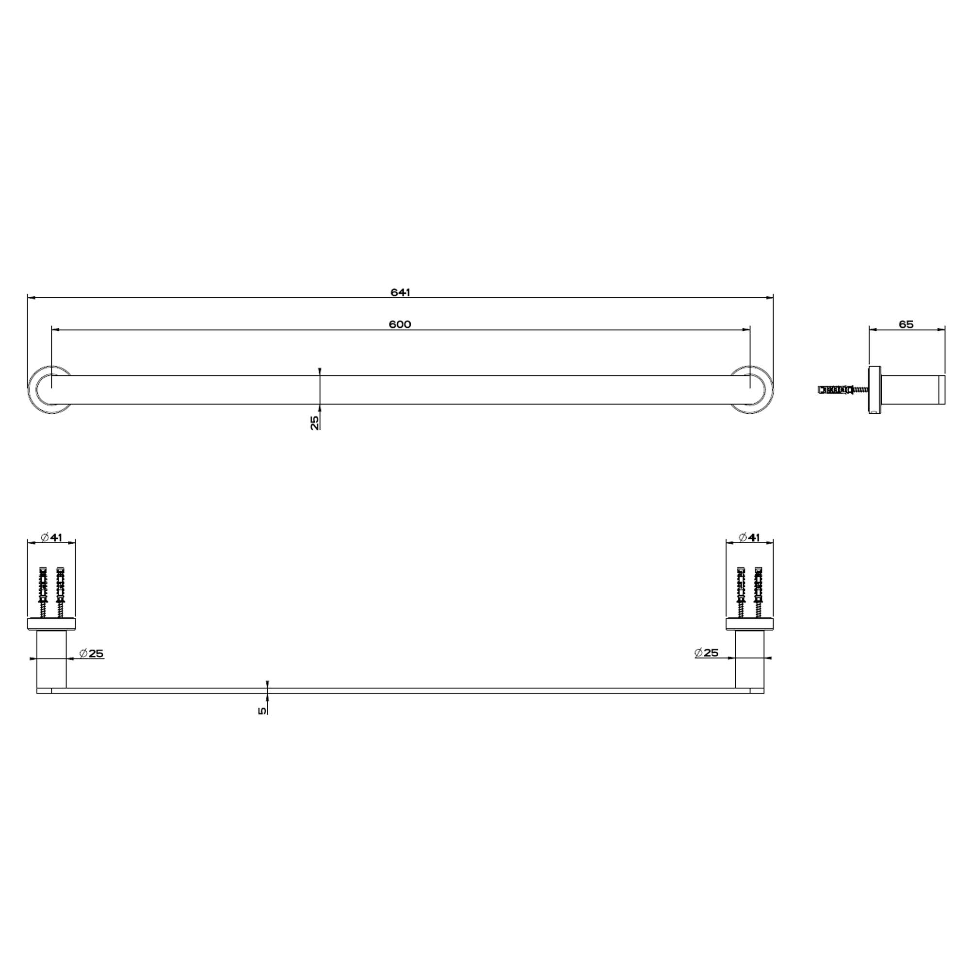 gessi emporio single towel rail 600mm dimensions