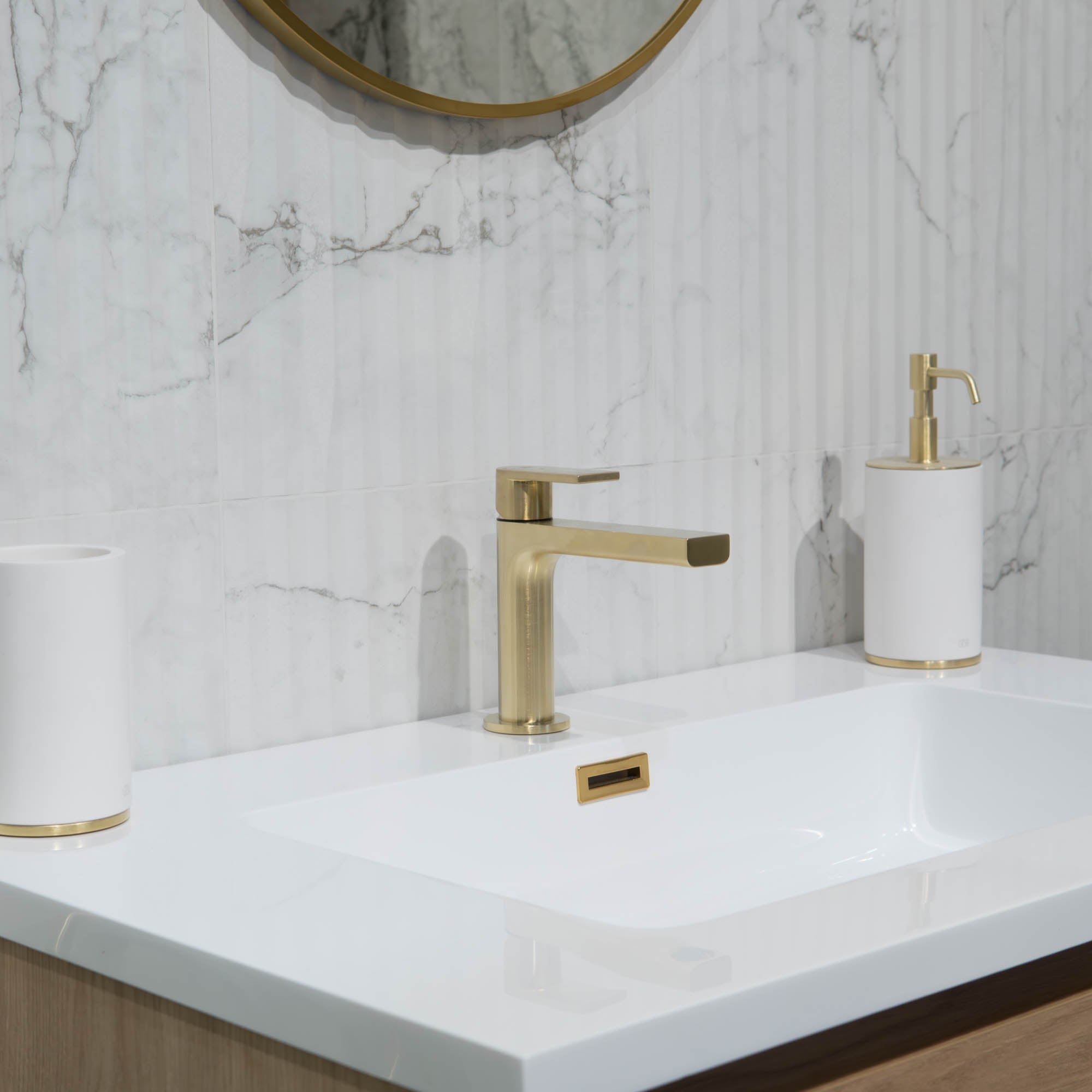 Gessi Manzoni Basin Mixer Tap - Brass Brushed