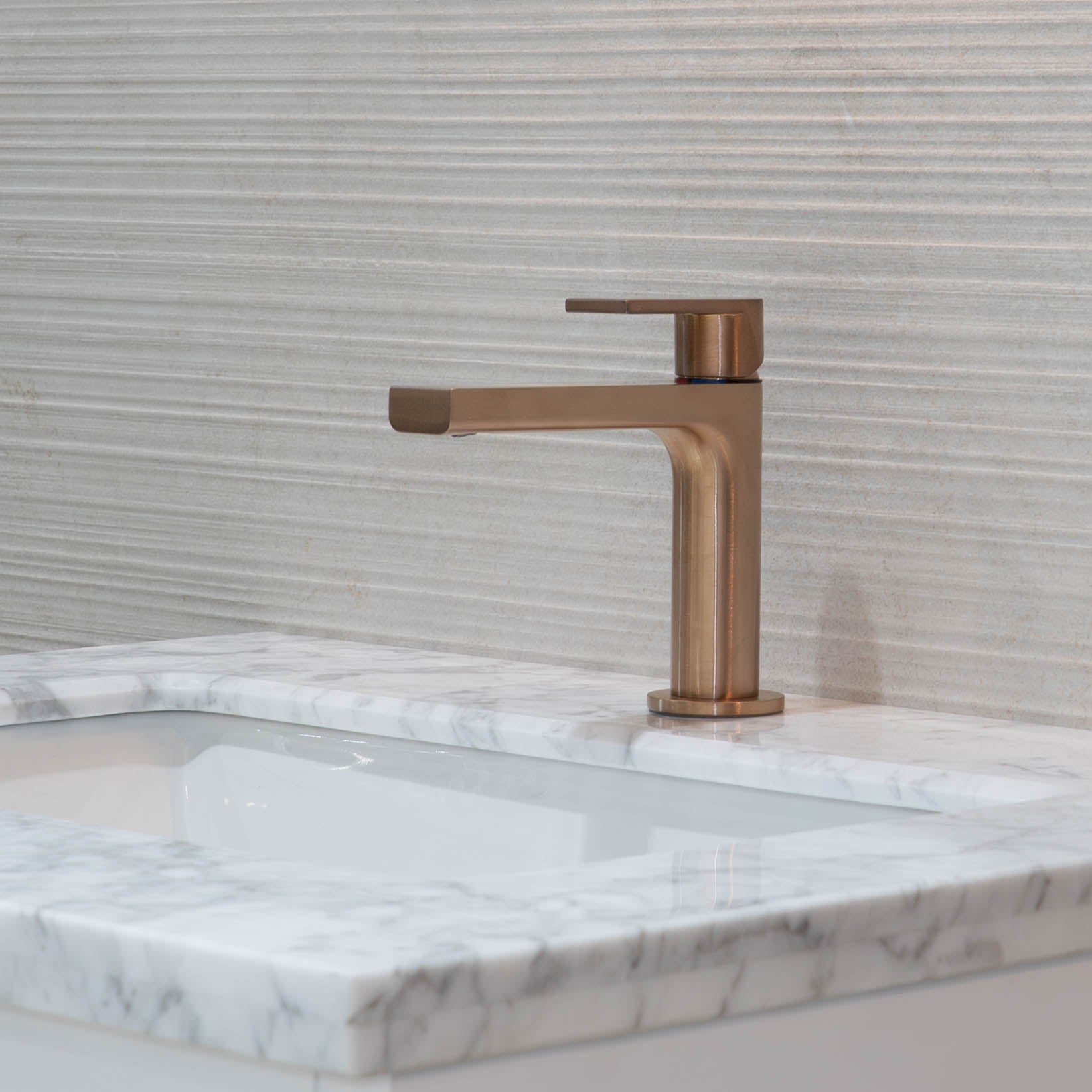 Gessi Manzoni Basin Mixer Tap - Warm Bronze Brushed