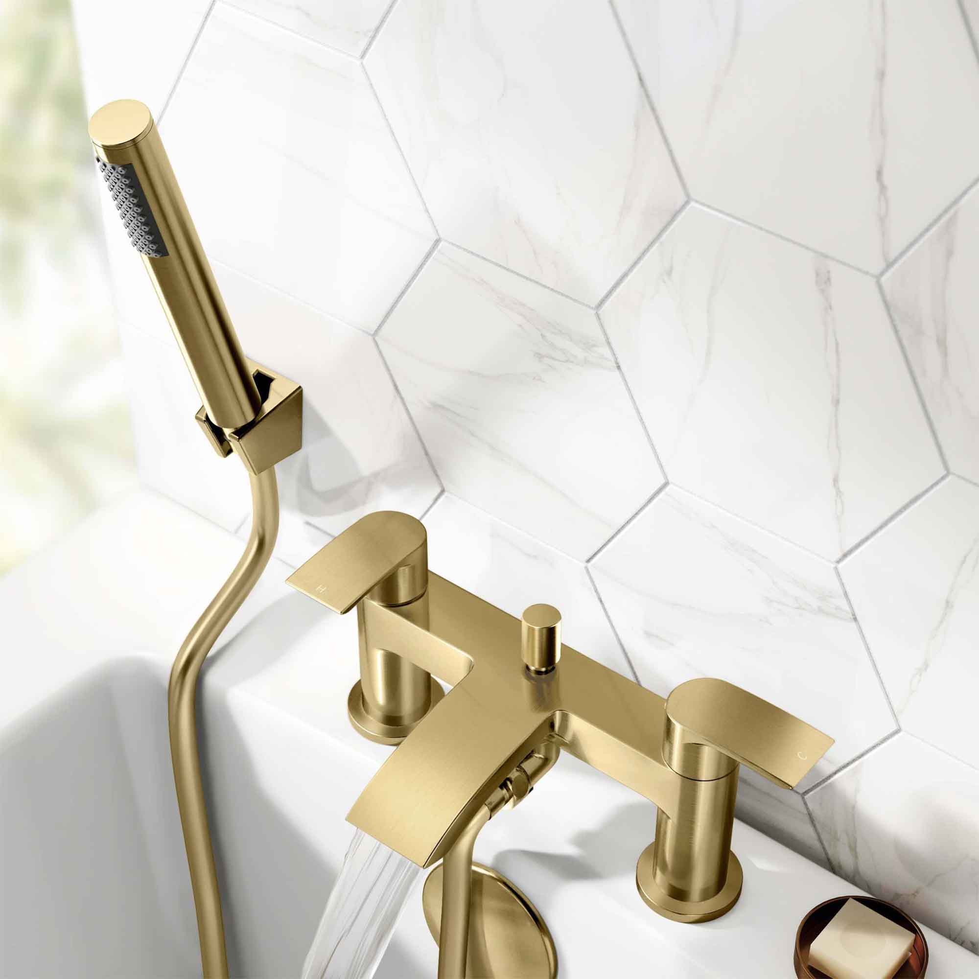 granlusso amalfi bath shower mixer with handset kit brushed brass