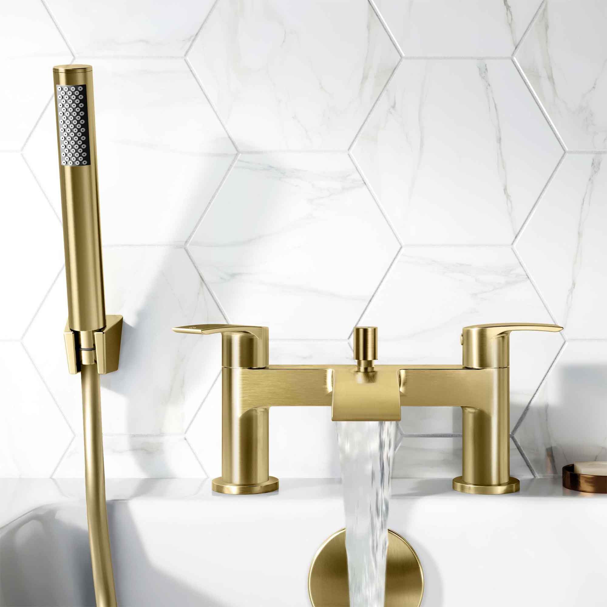 granlusso amalfi bath shower mixer with handset kit brushed brass