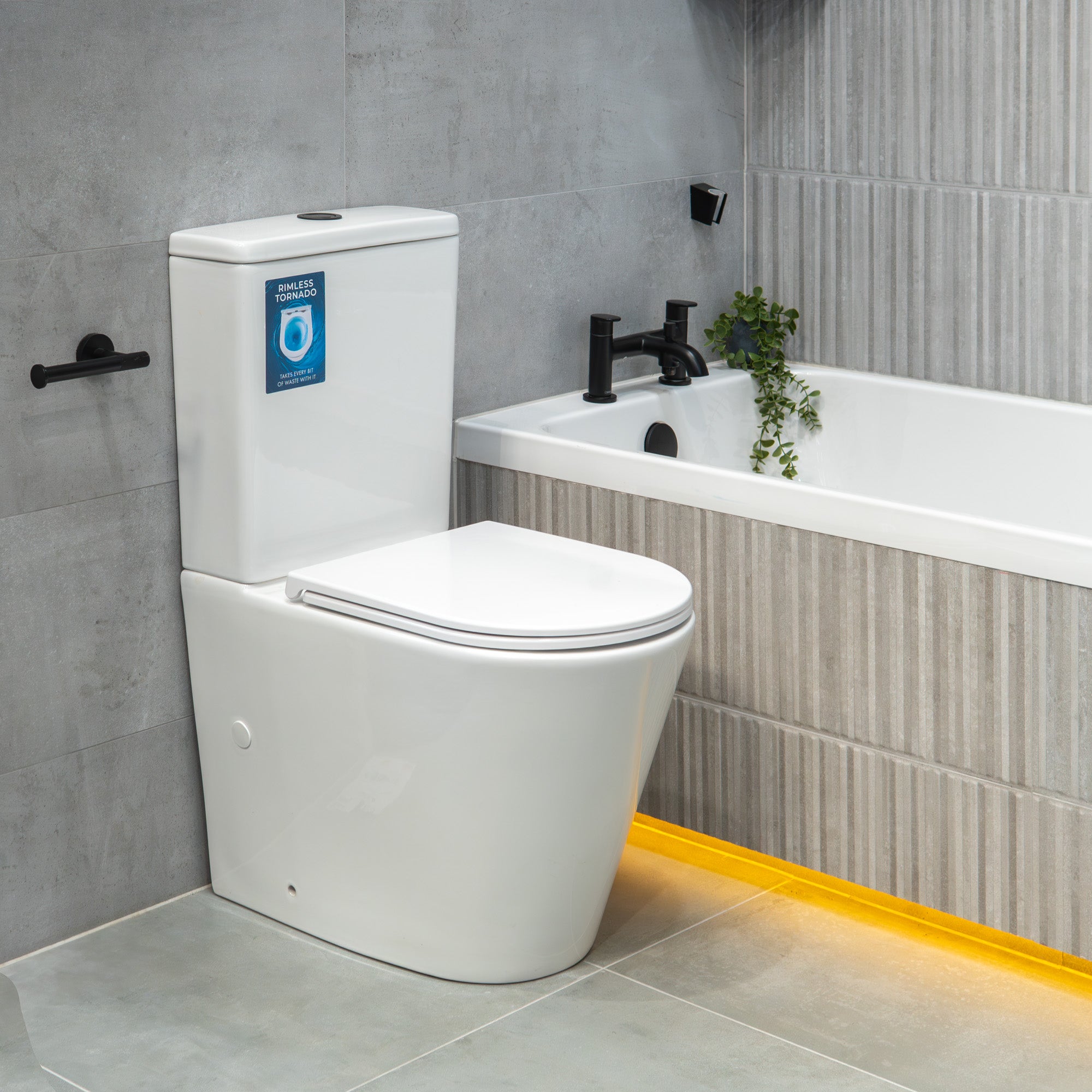 Granlusso Amalfi Rimless WC with Geberit Tornado Flush System and Soft Close Quick Release Seat