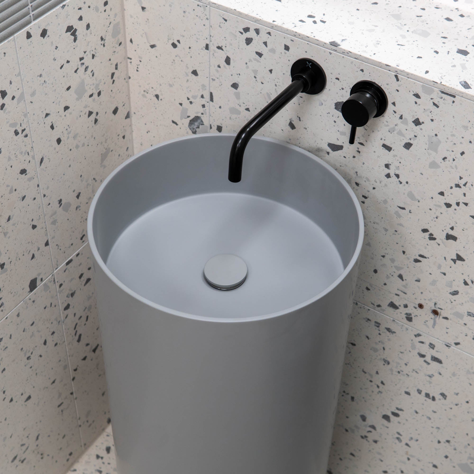 Granlusso™ Amalfi Cylinder Freestanding Stone Basin - Matt Grey