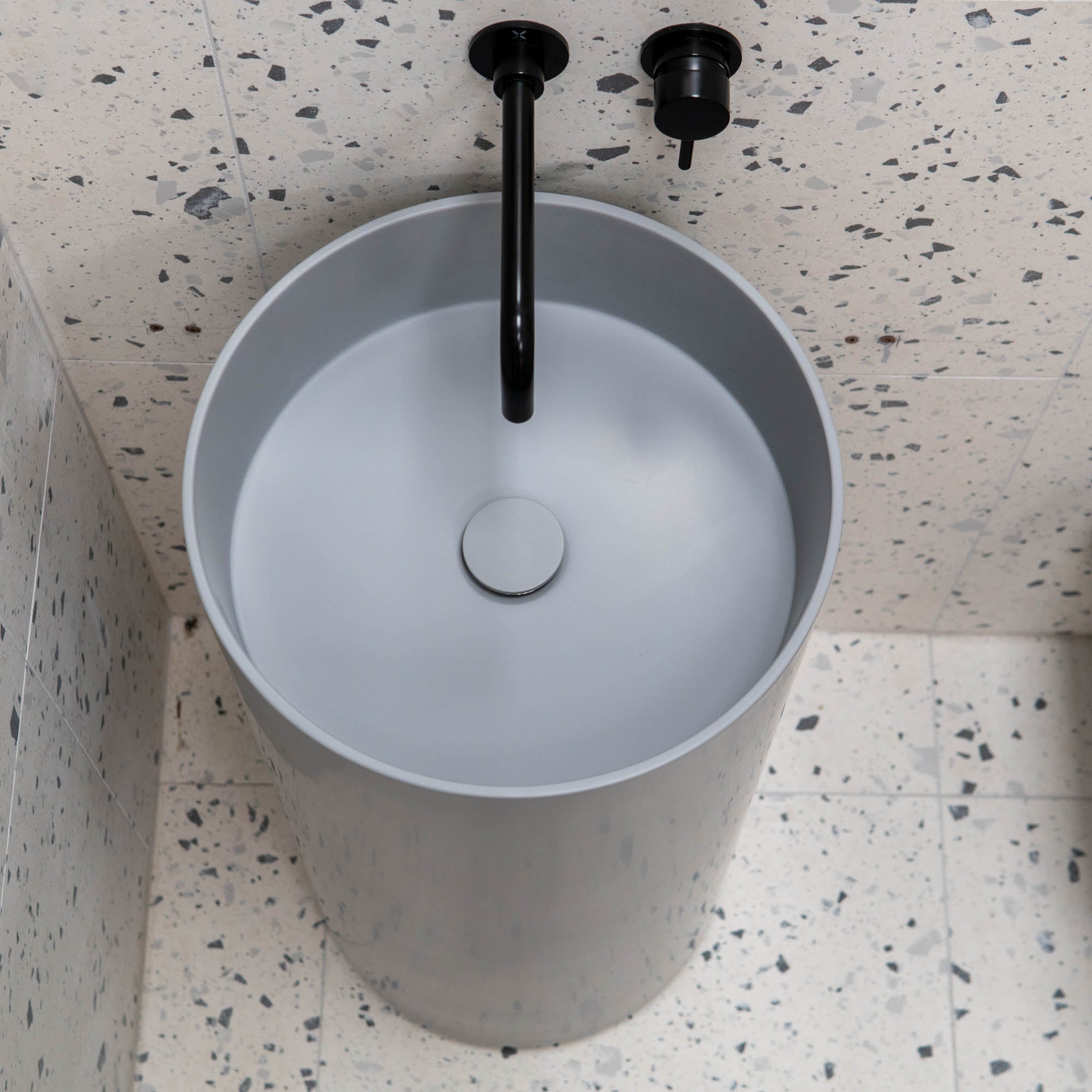 Granlusso™ Amalfi Cylinder Freestanding Stone Basin - Matt Grey