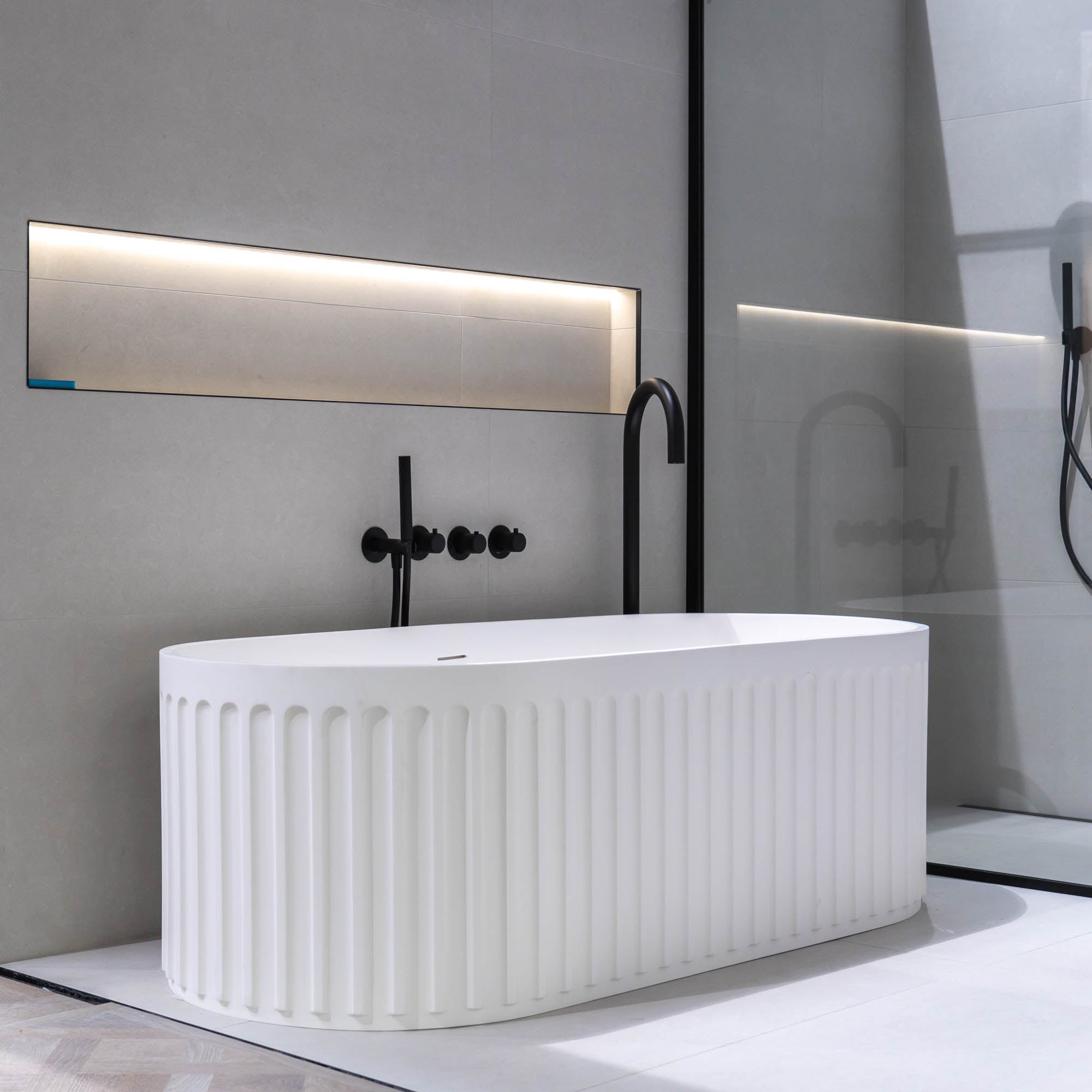 Granlusso Francesca Freestanding Fluted Stone Bath 1700x750mm
