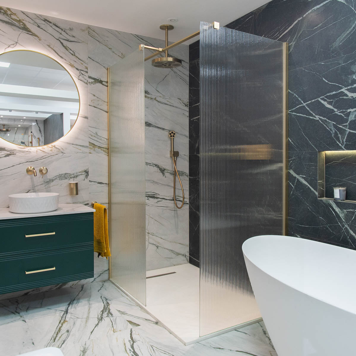 Drench Edge Fluted Glass Wetroom Shower Panel
