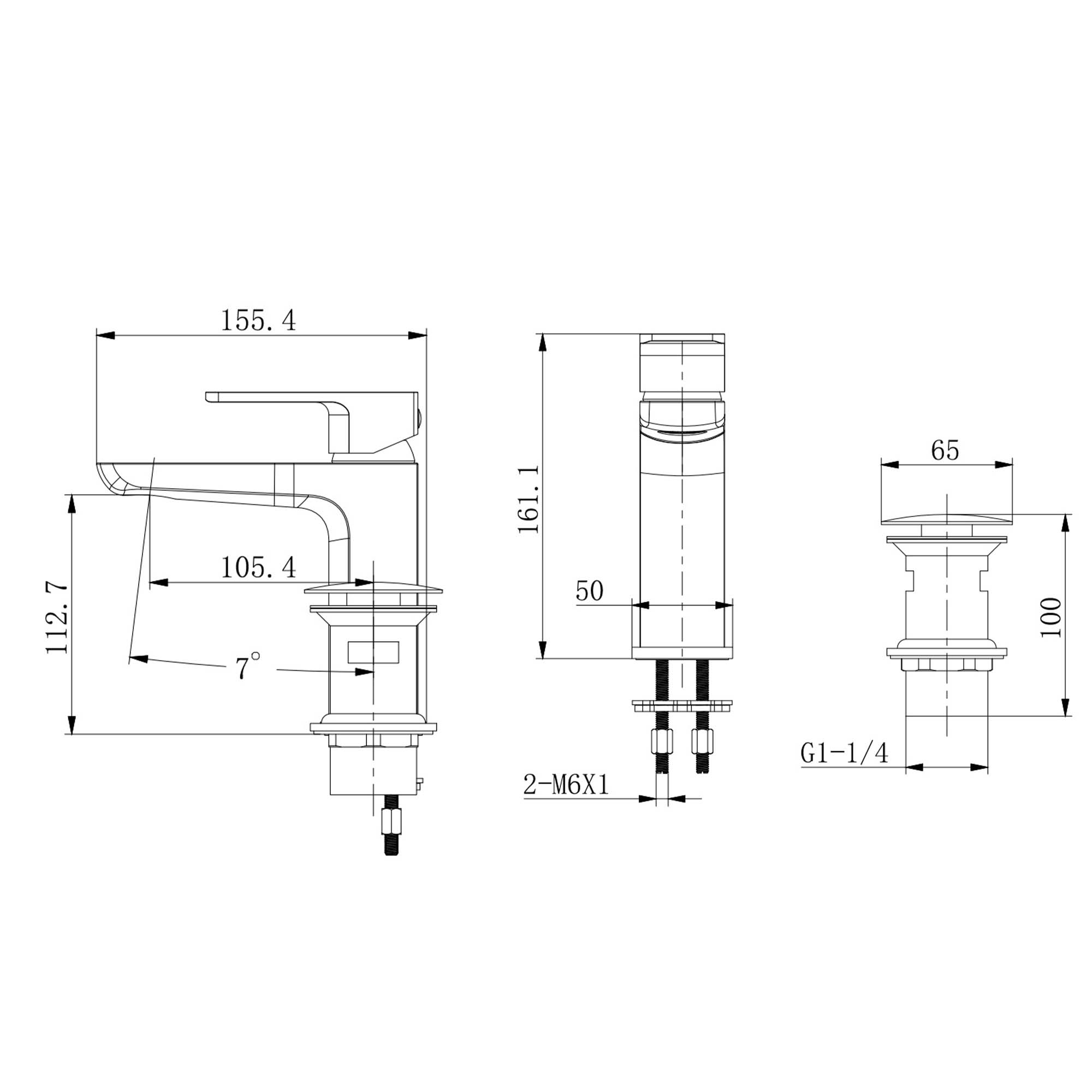 granlusso greenwich basin mixer tap dimensions