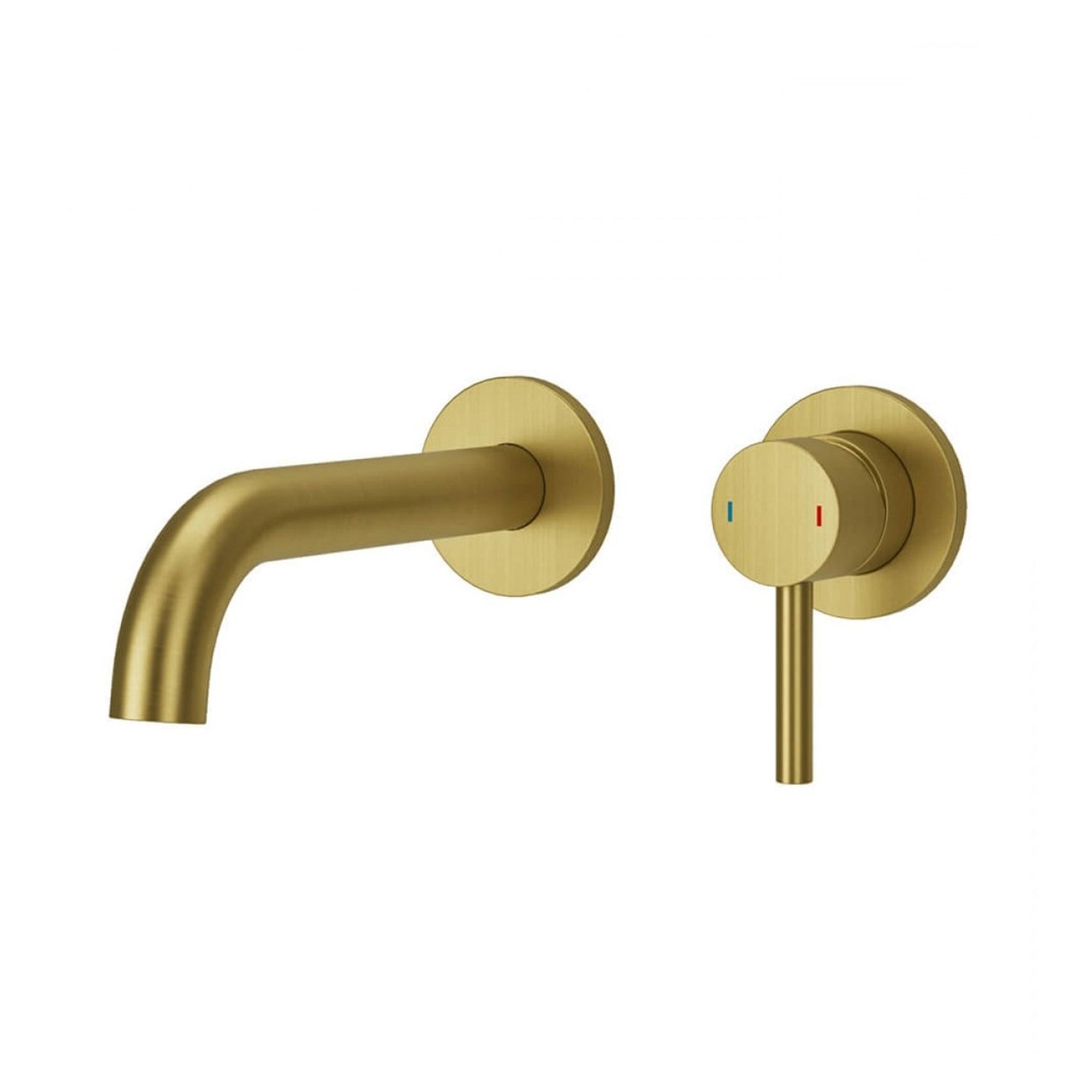 granlusso portofino 2 hole wall mounted basin mixer brushed brass