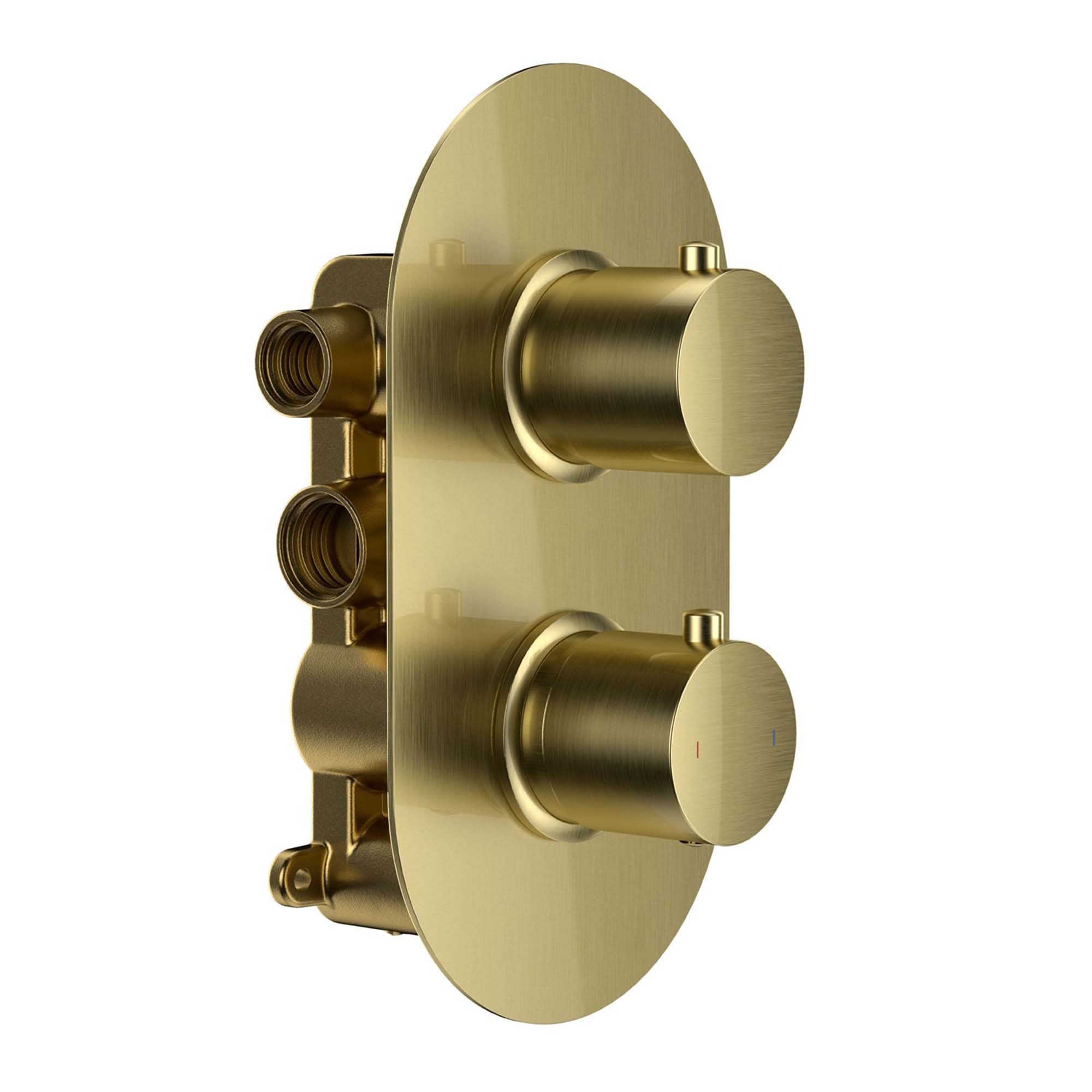 granlusso portofino 2 outlet thermostatic shower valve brushed brass