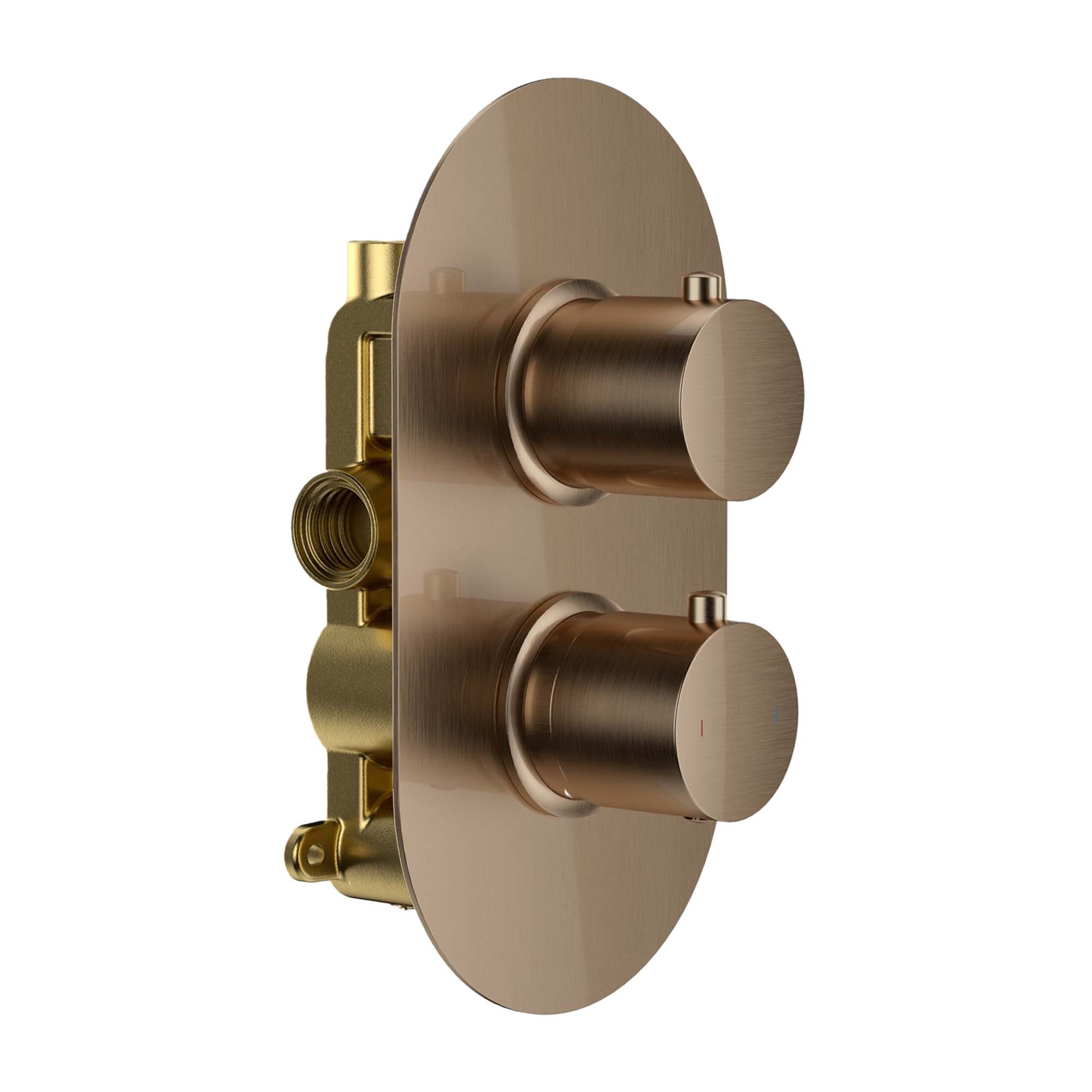 granlusso portofino 2 outlet thermostatic shower valve brushed bronze