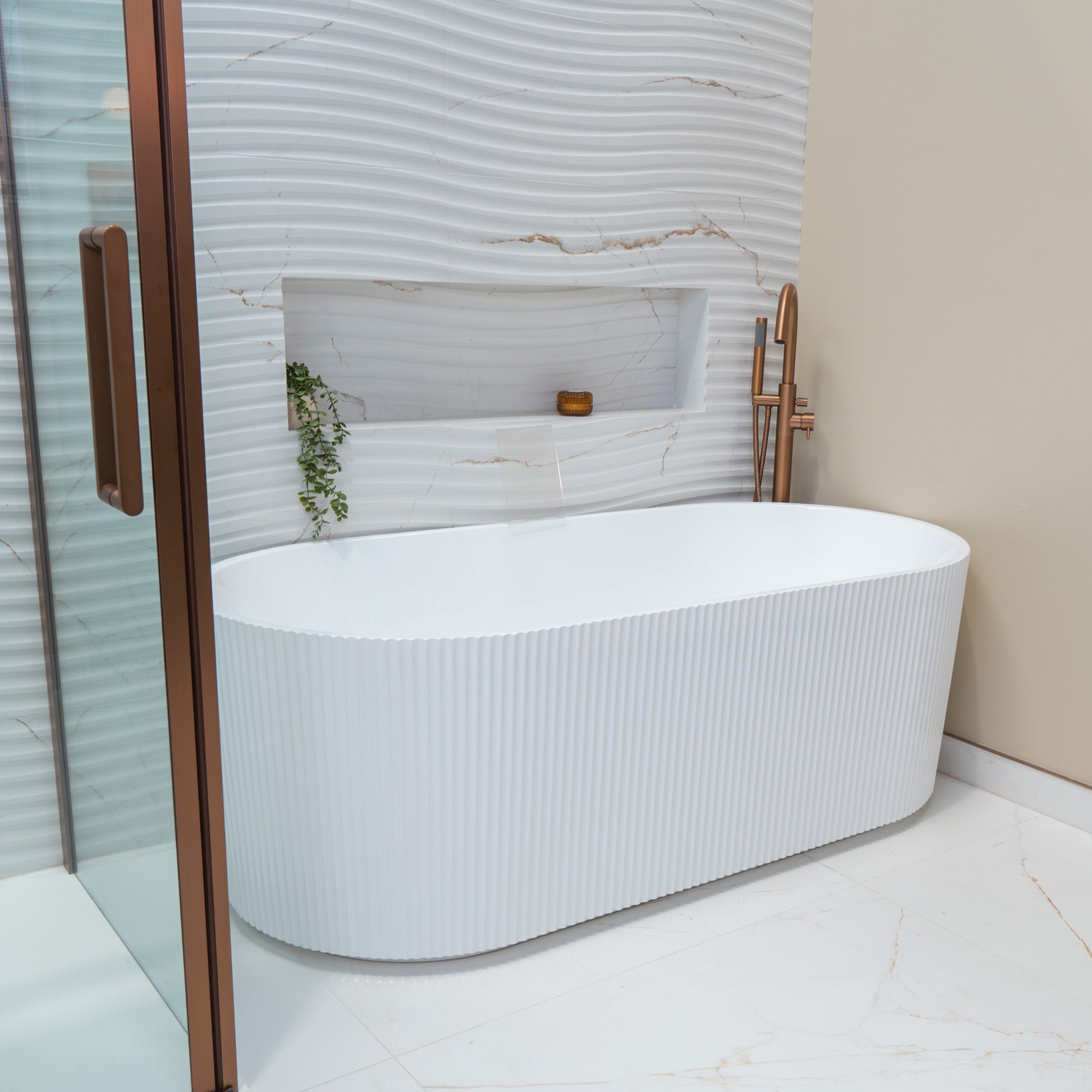Granlusso™ Sant'Andrea 1700 Freestanding Fluted Acrylic Bath - Gloss White