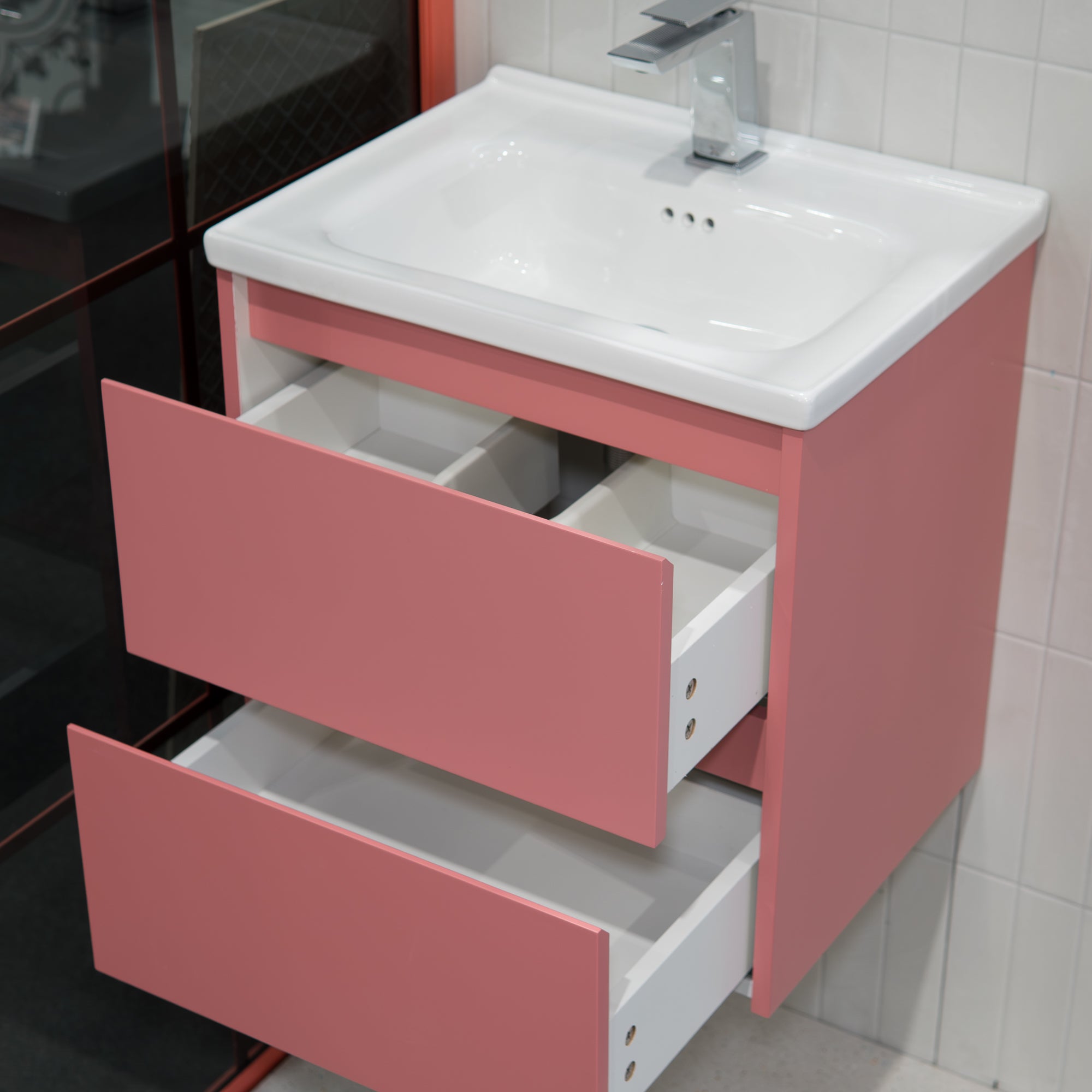 Granlusso Sorrento Orange Short Projection Wall Mounted Vanity Unit with Basin